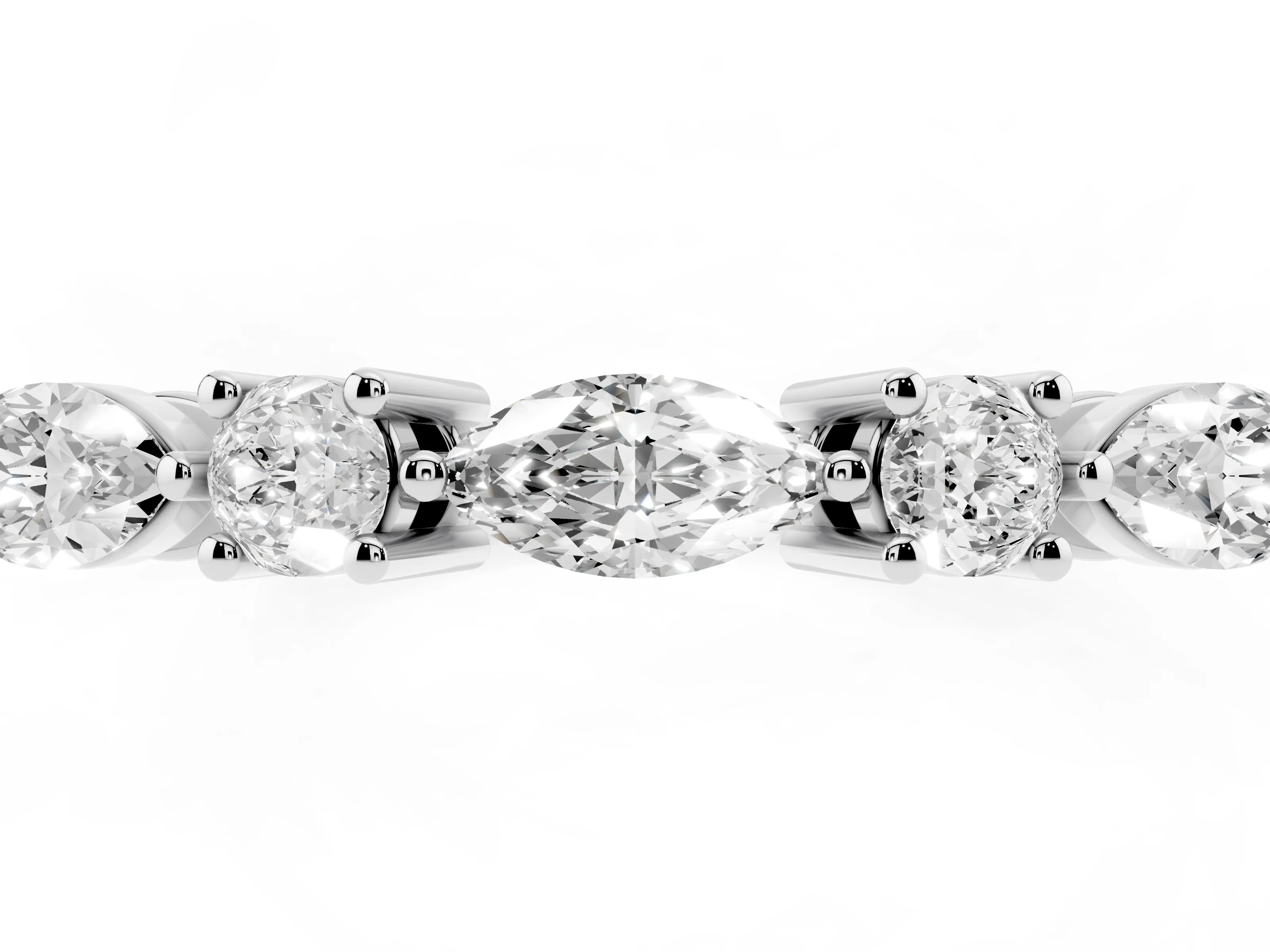 Round Diamond Five-Stone Half Eternity Band Set in White gold with Prong Setting