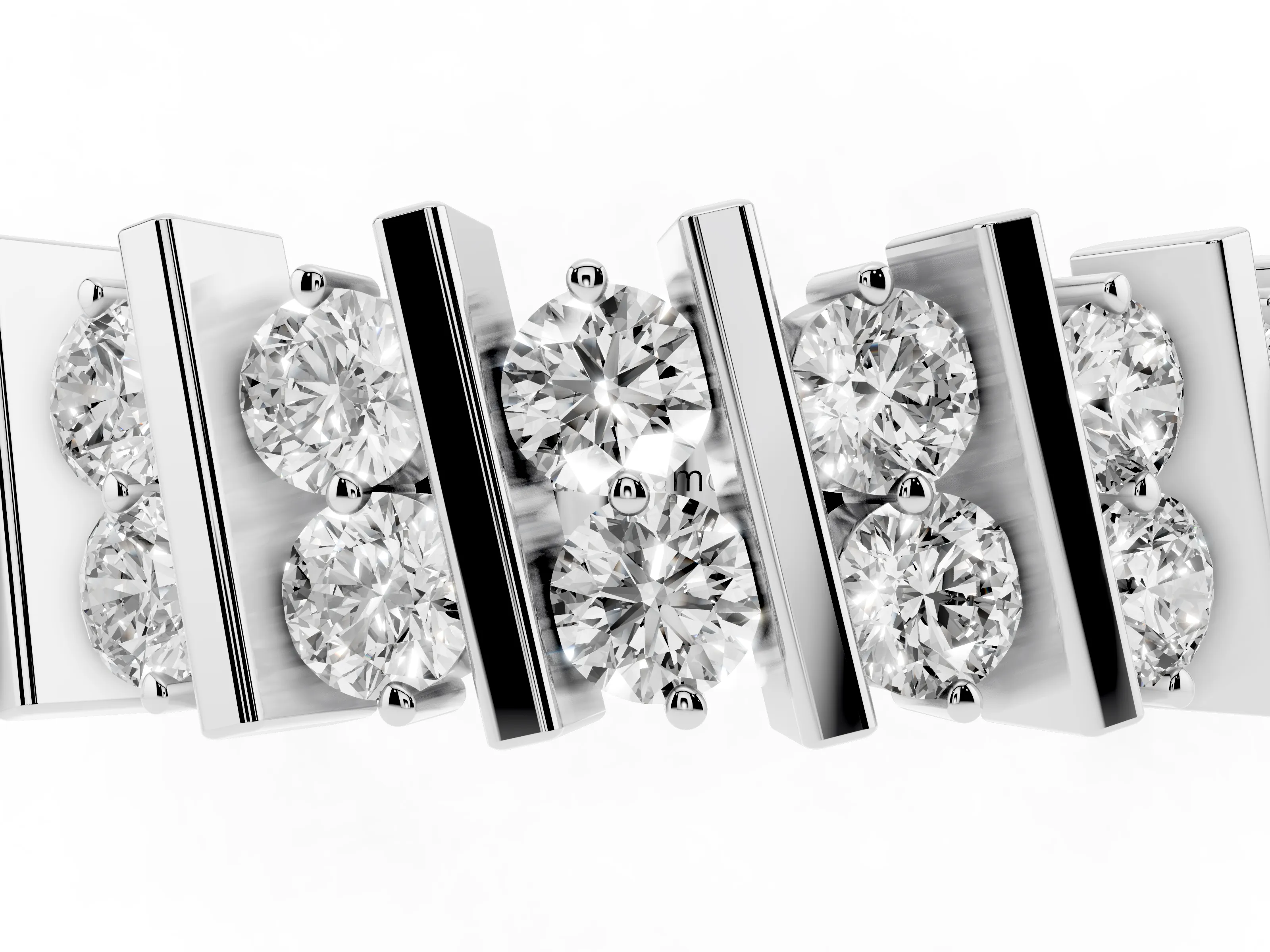 Round Diamond Channel Anniversary Band Set in Platinum with Vertical Prongs