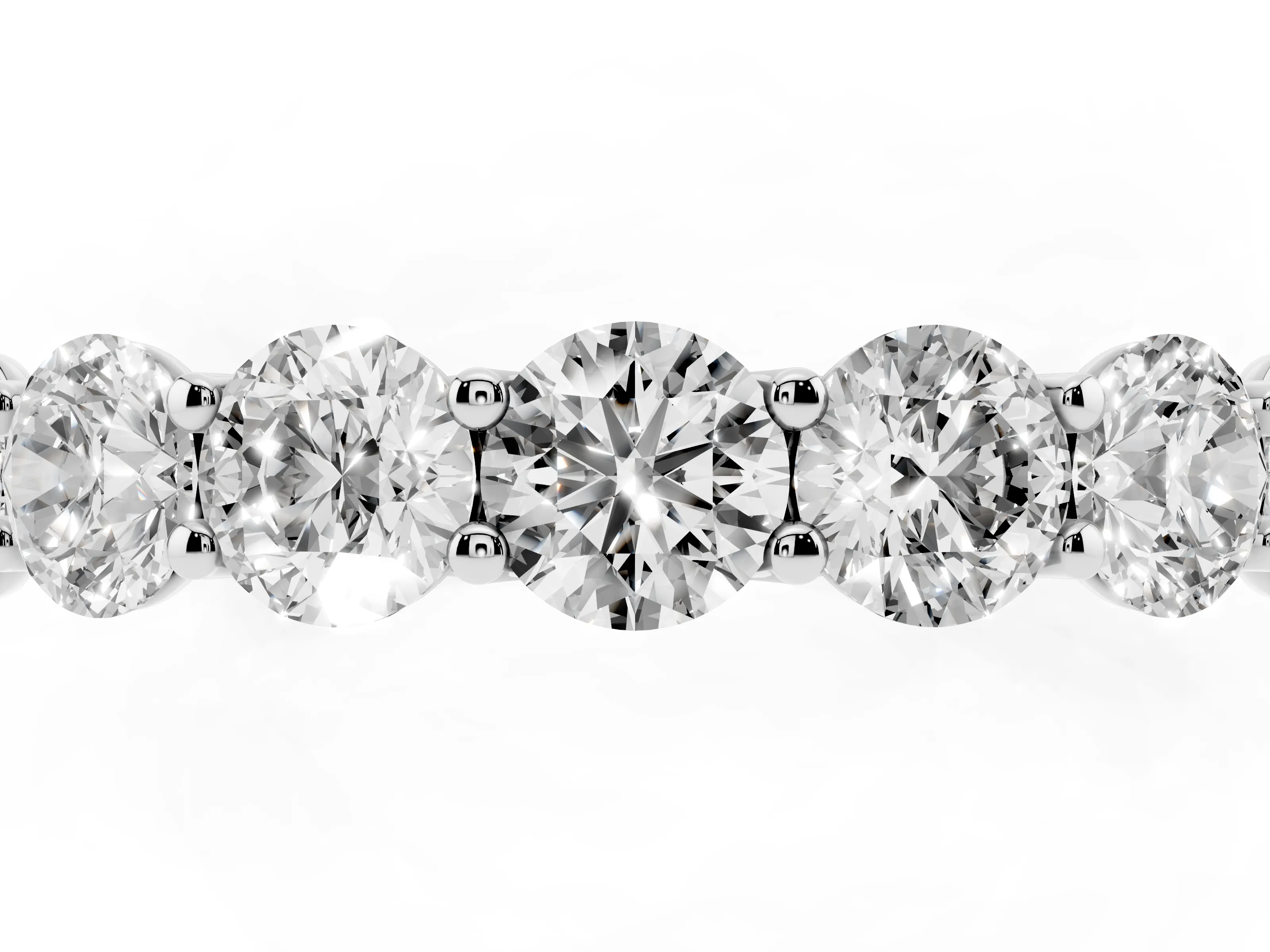 Round Diamond Shared Prong Eternity Band Set in Silver