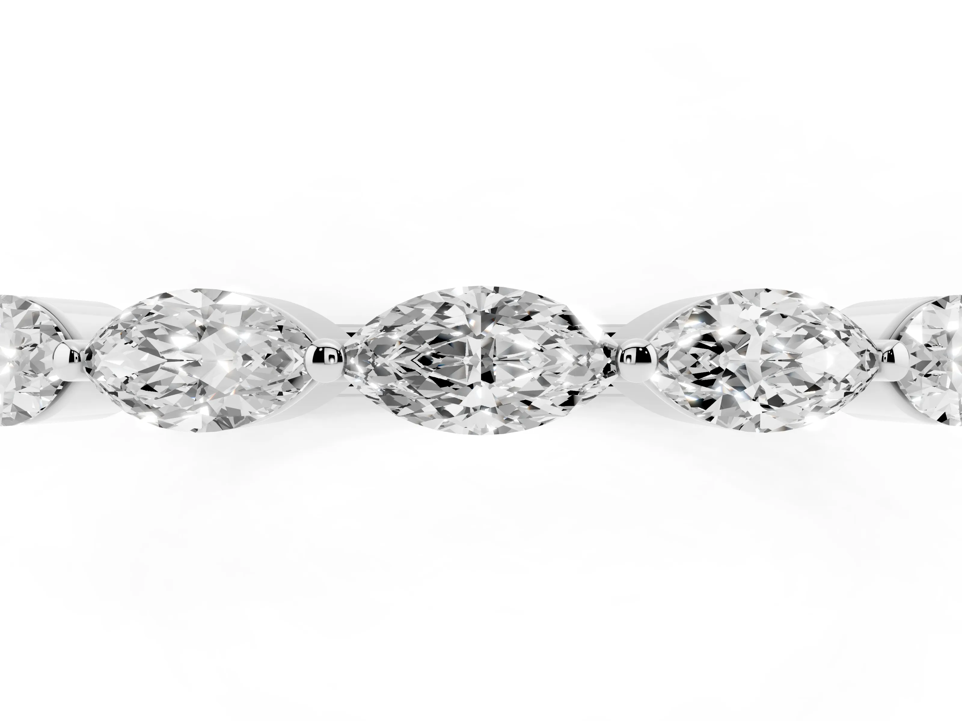 Marquise Diamond Half Eternity Band Set in Silver with Prong Setting