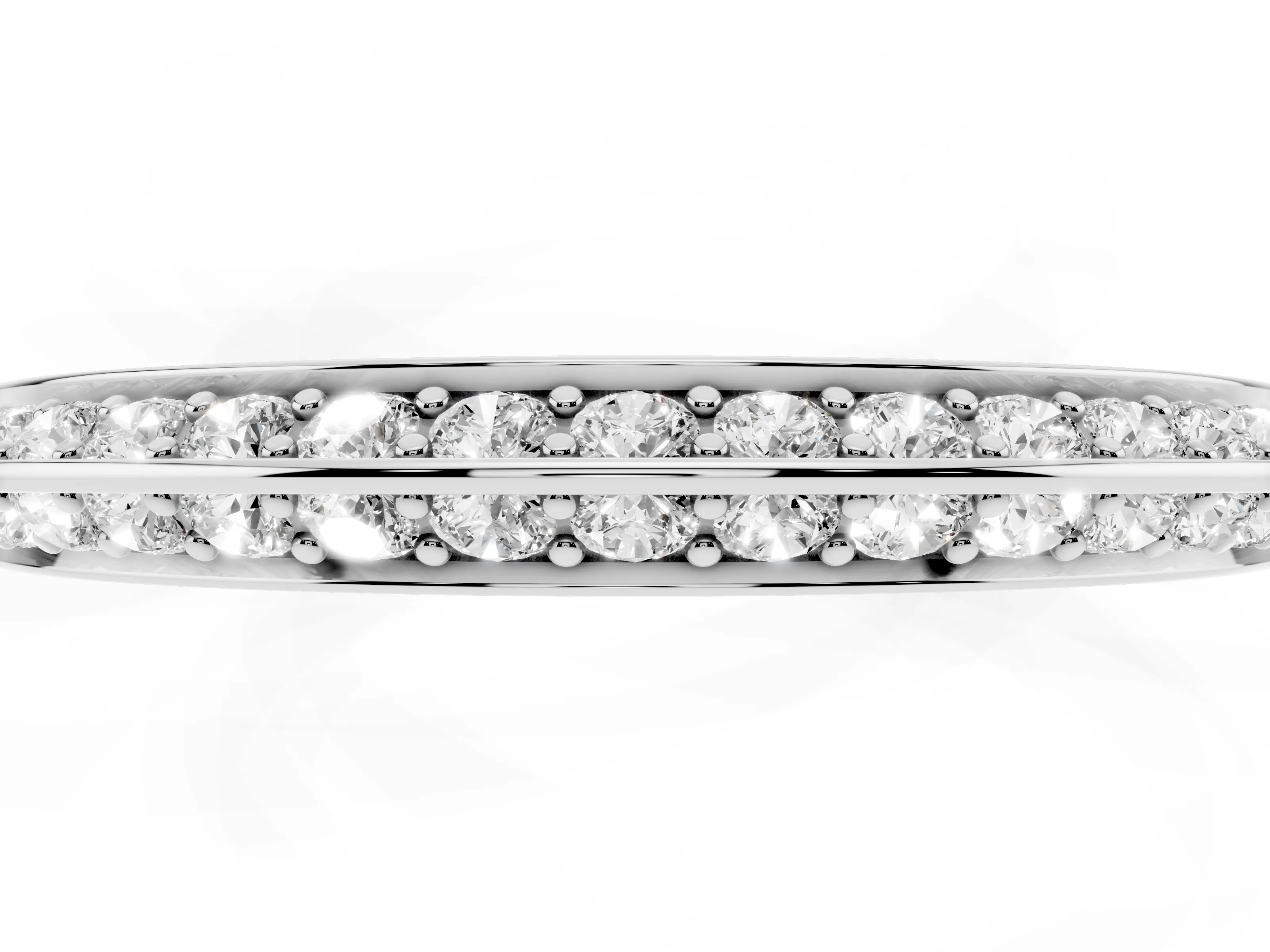 Round Diamond Double Row Pavé Eternity Band Set in Silver with Channel Setting