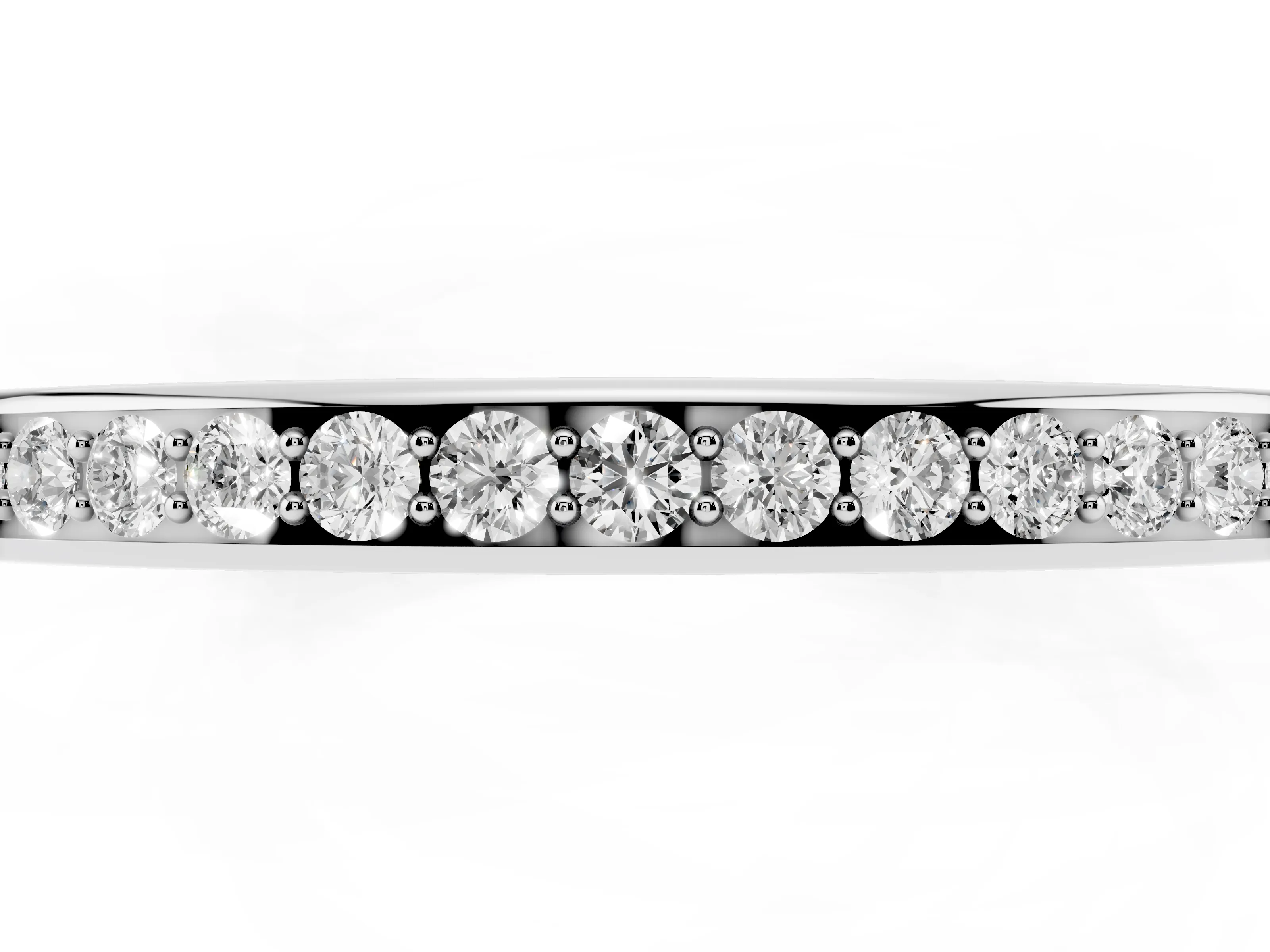 Round Diamond Pavé Half Eternity Band Set in White gold with Open Lower Shank