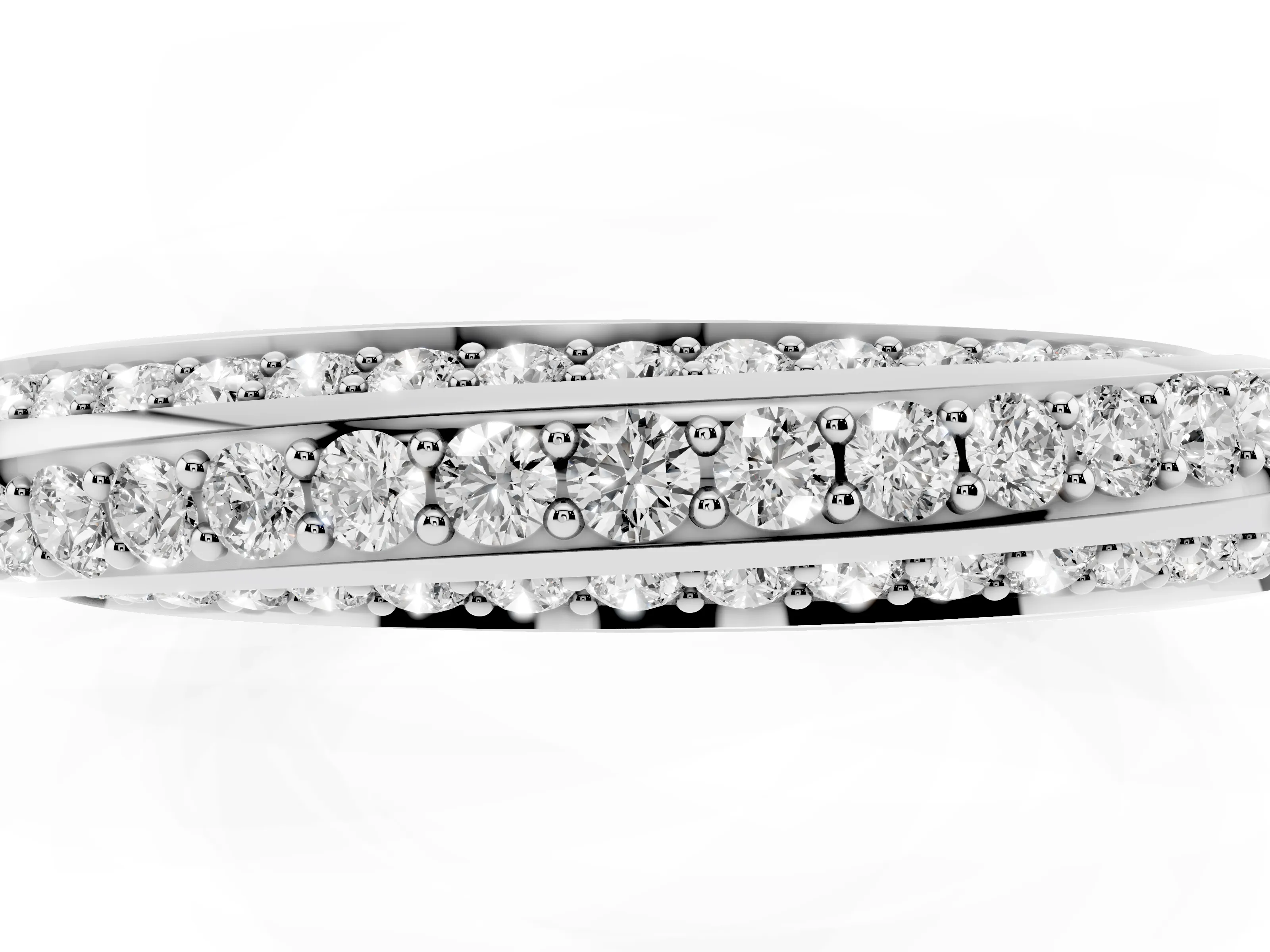 Round Diamond Double Row Pavé Band Set in White gold with Channel Setting