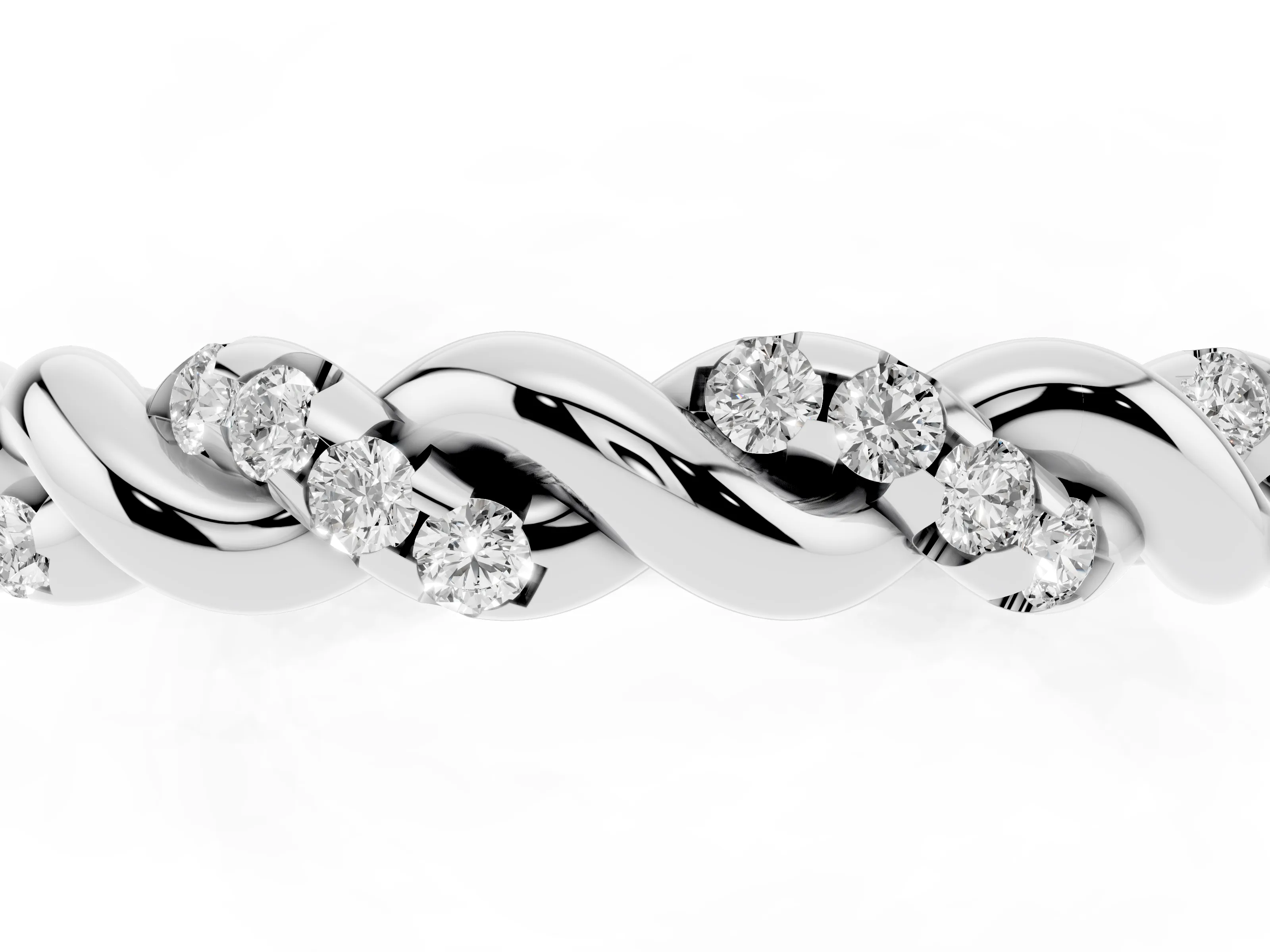Round Diamond Twisted Eternity Band Set in Platinum with Pavé Accents