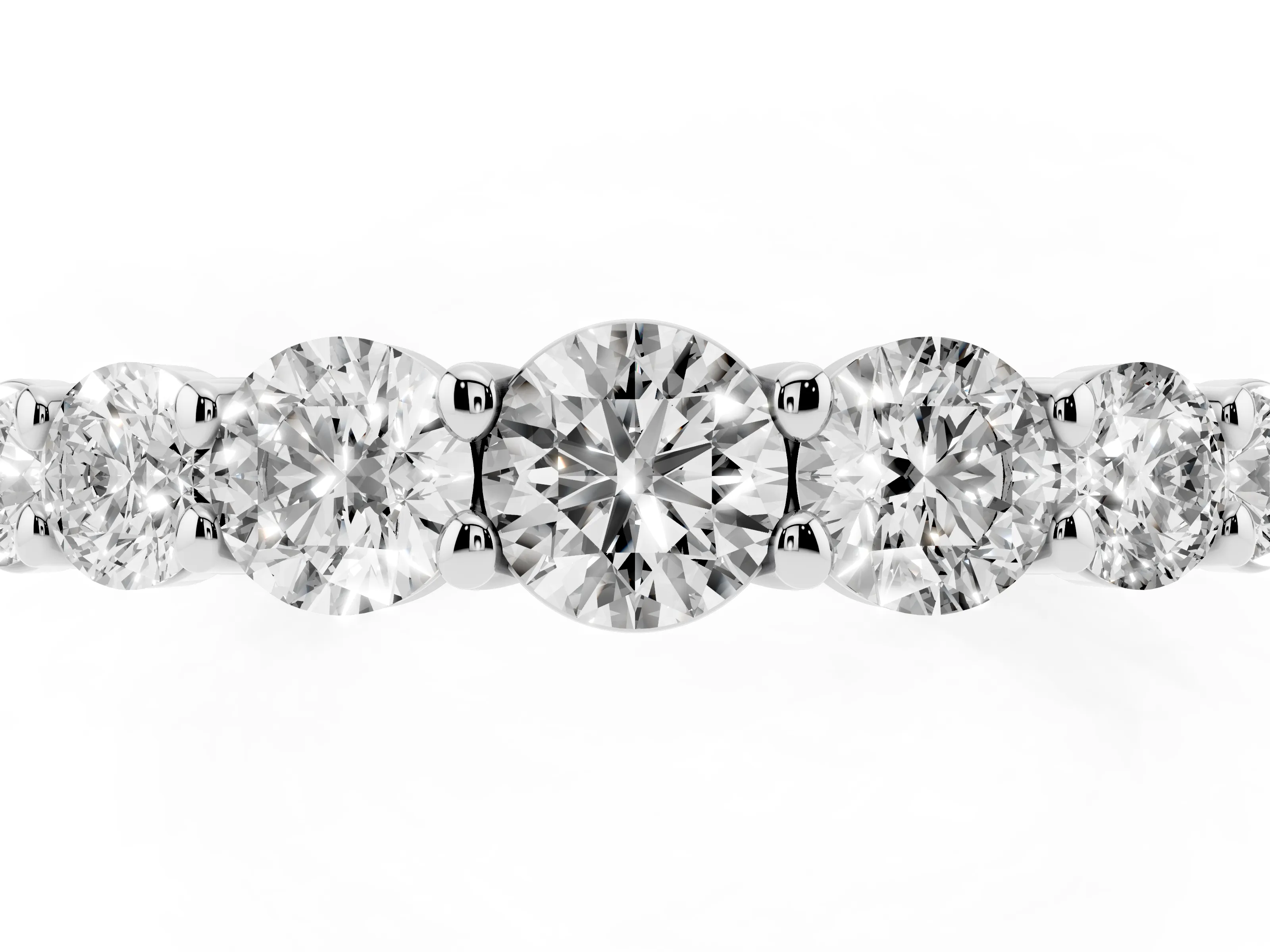 Round Diamond Half Eternity Stacking Band Set in Silver with Prong Setting