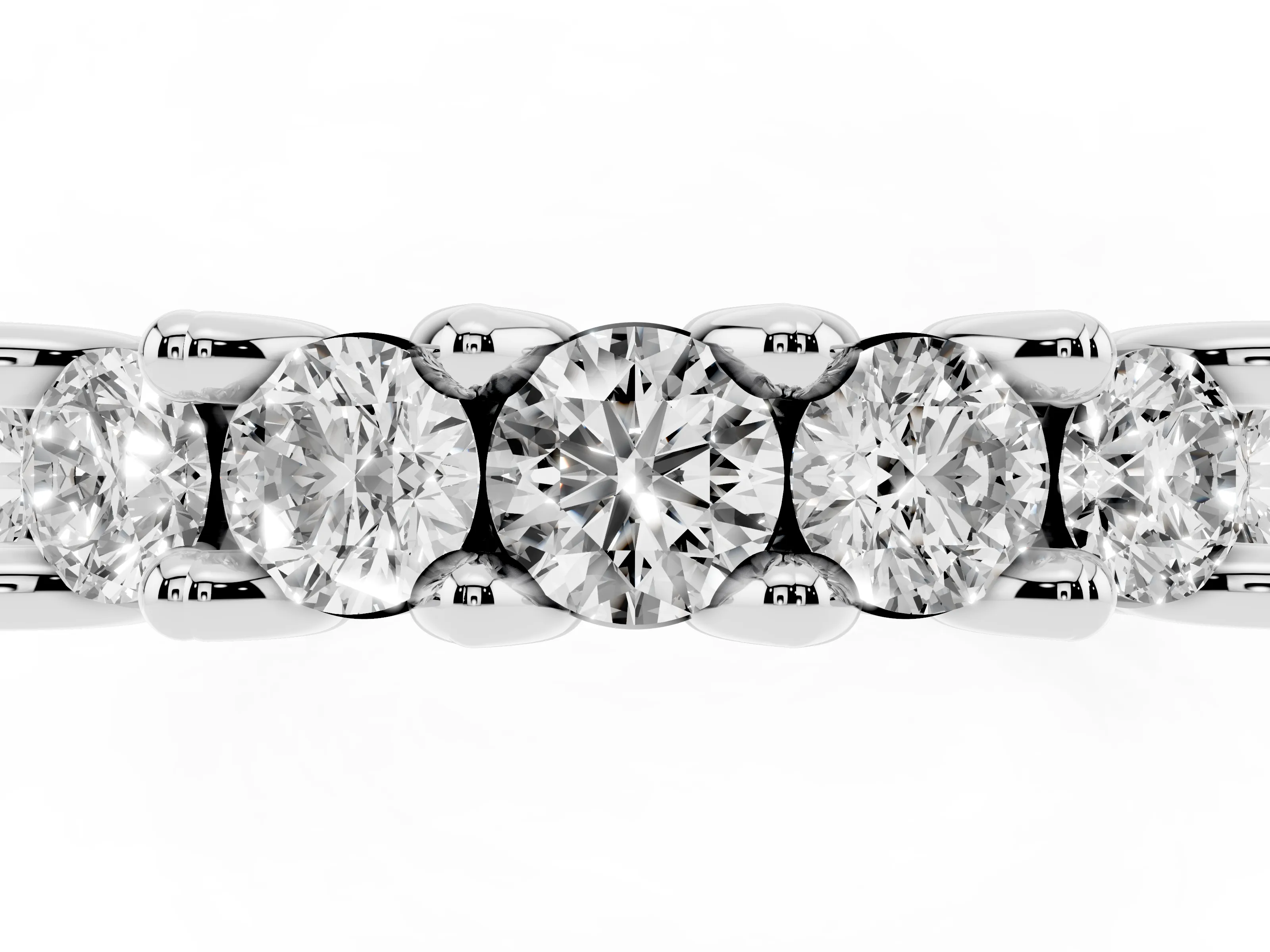 Round Diamond Half Eternity Band Set in Silver with Secure Prong Setting