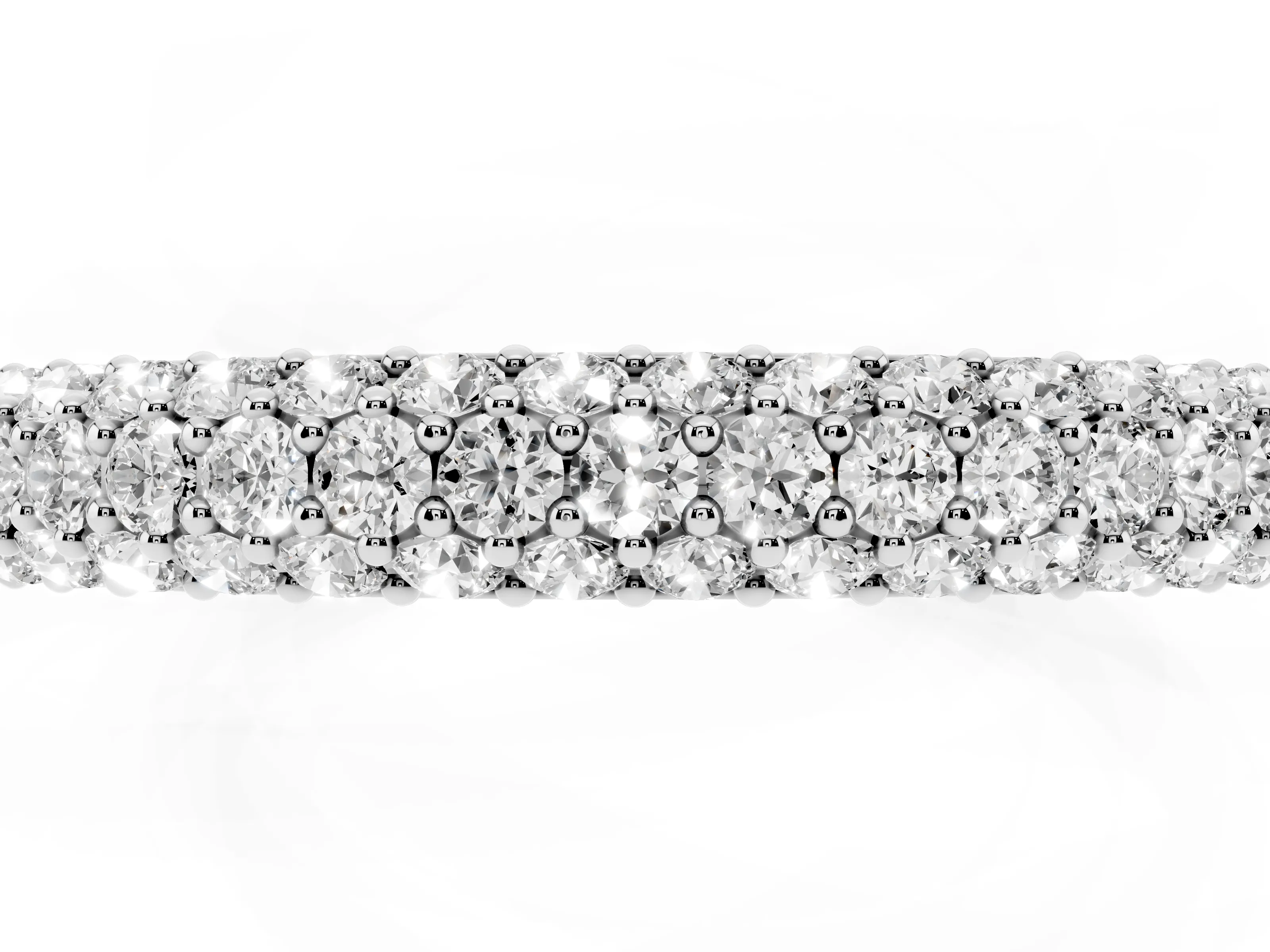 Round Diamond Pavé Eternity Band Set in White gold with Full Circle Row