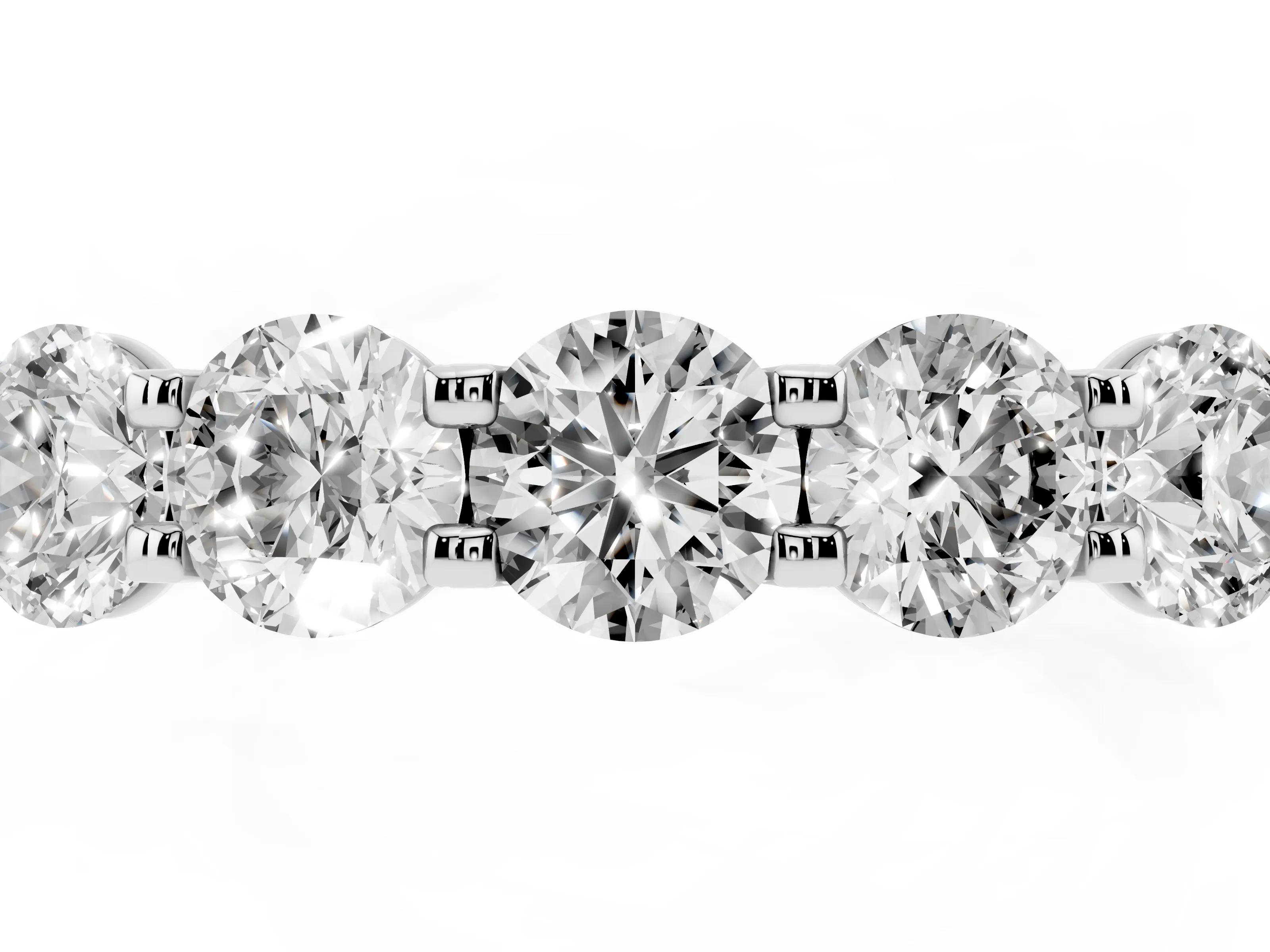 Round Diamond Five-Stone Band Set in White gold with Straight Prong Row