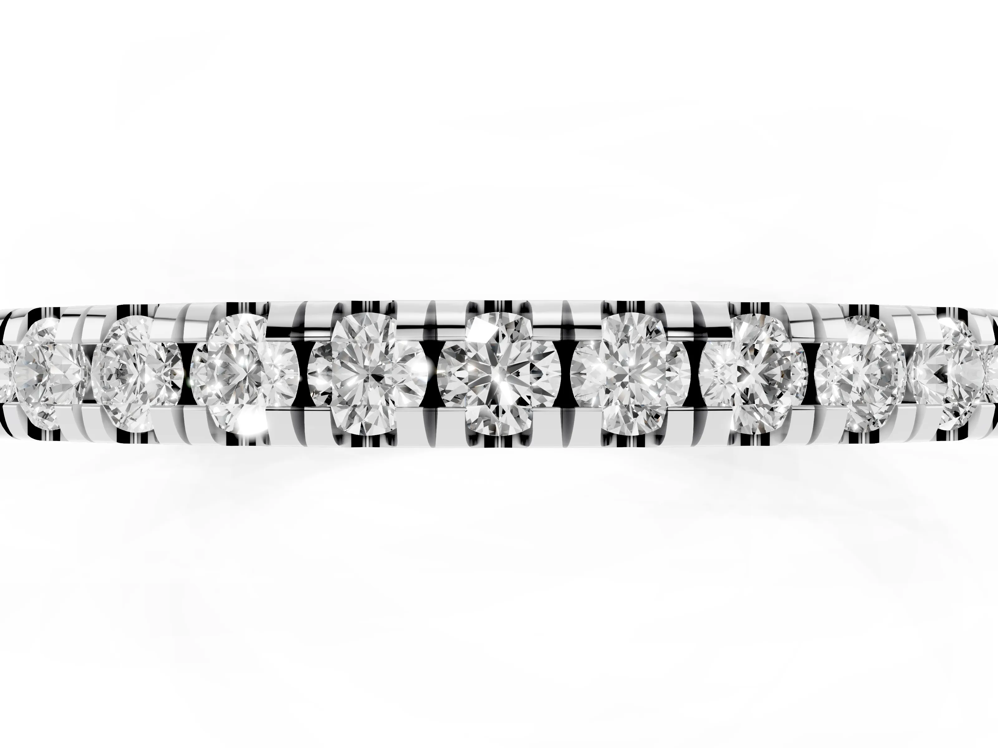 Round Diamond Top-Row Pavé Half Eternity Band Set in Silver with Shared Prongs