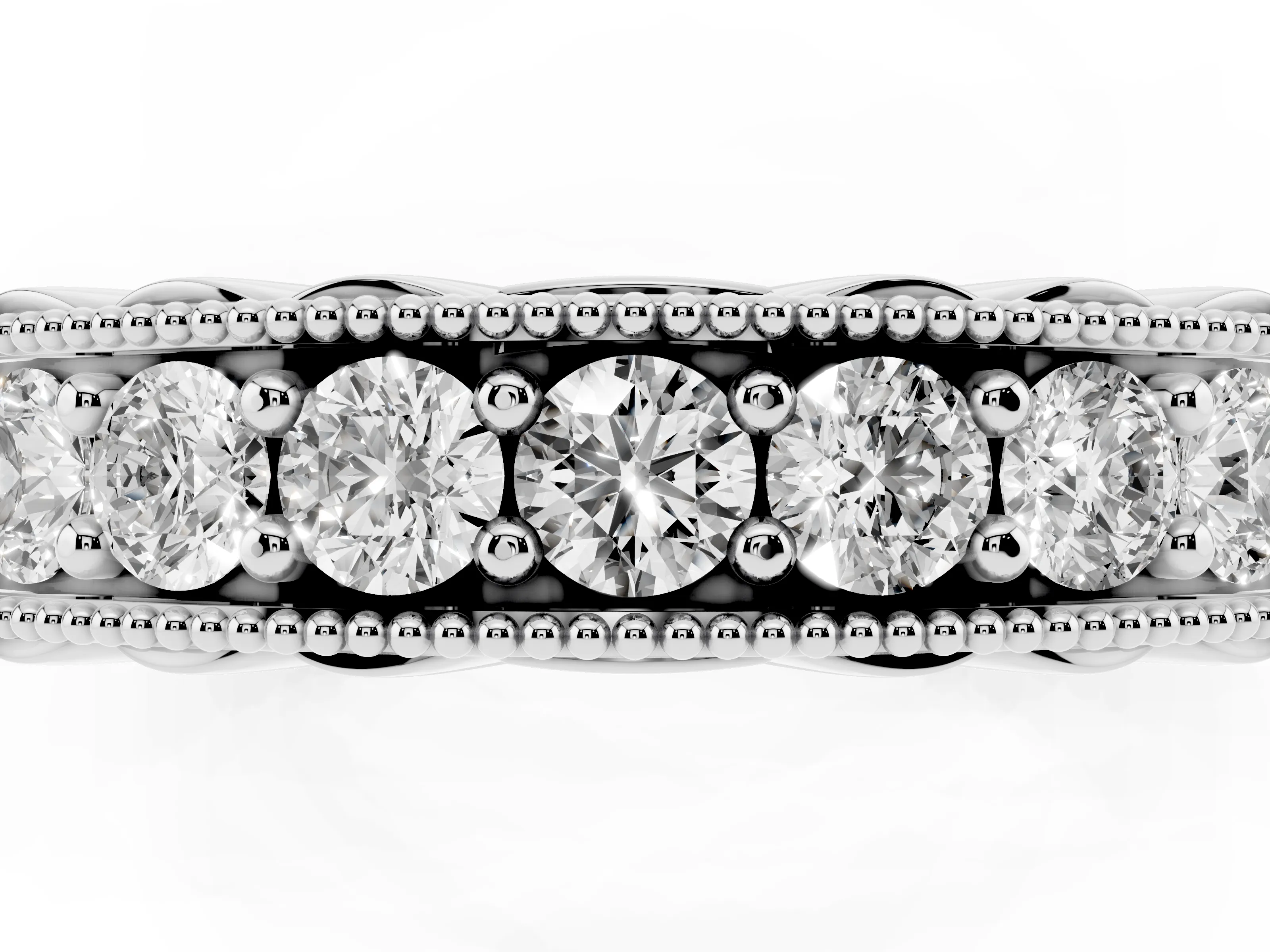 Round Diamond Full Circle Eternity Band Set in Silver with Channel Setting