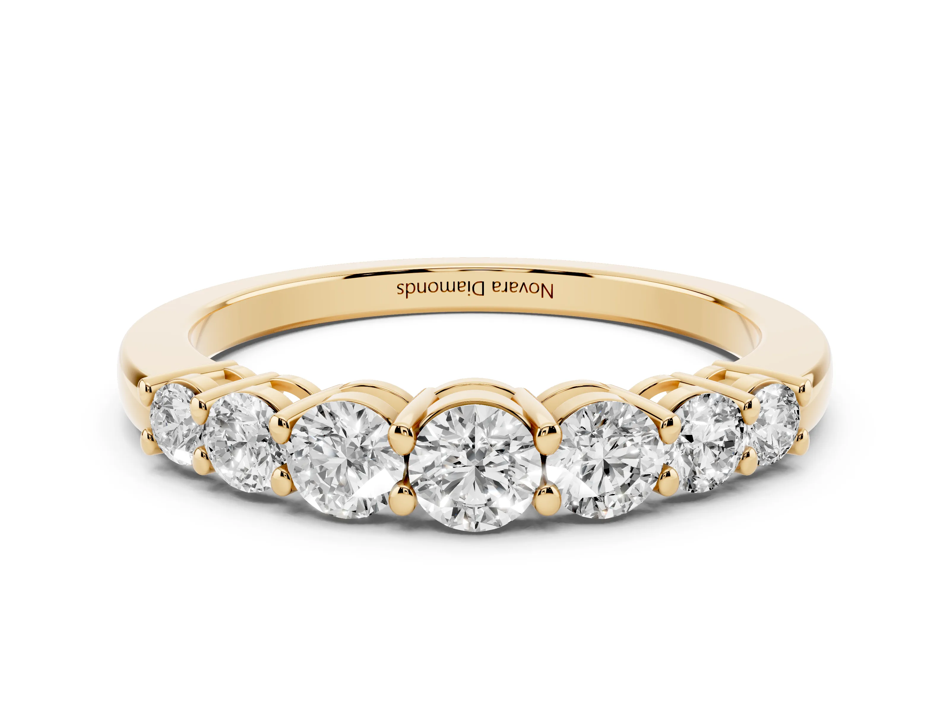 Round Diamond Half Eternity Stacking Band Set in Yellow gold with Prong Setting