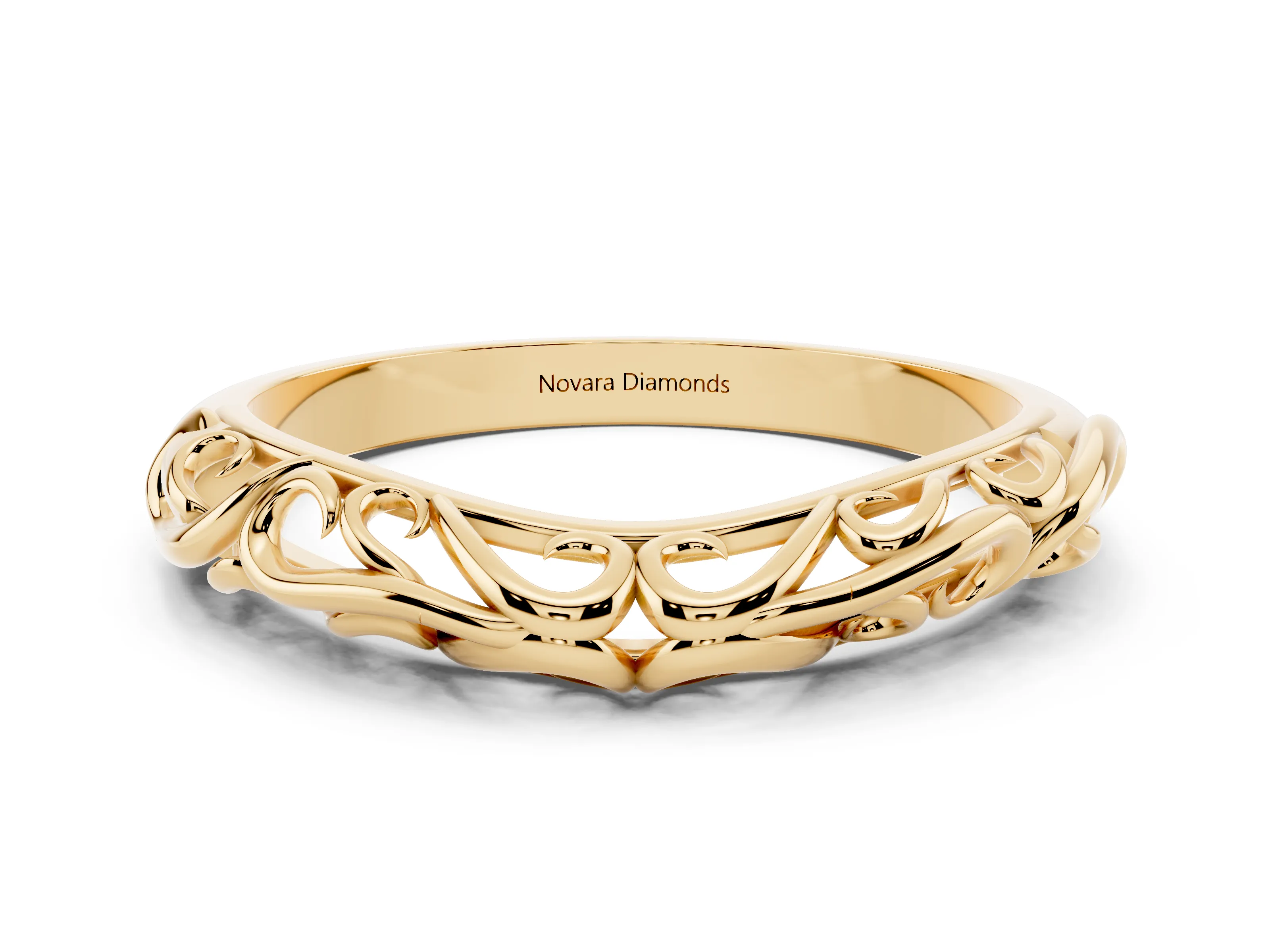 Twisted Vine Filigree Band Set in Yellow gold