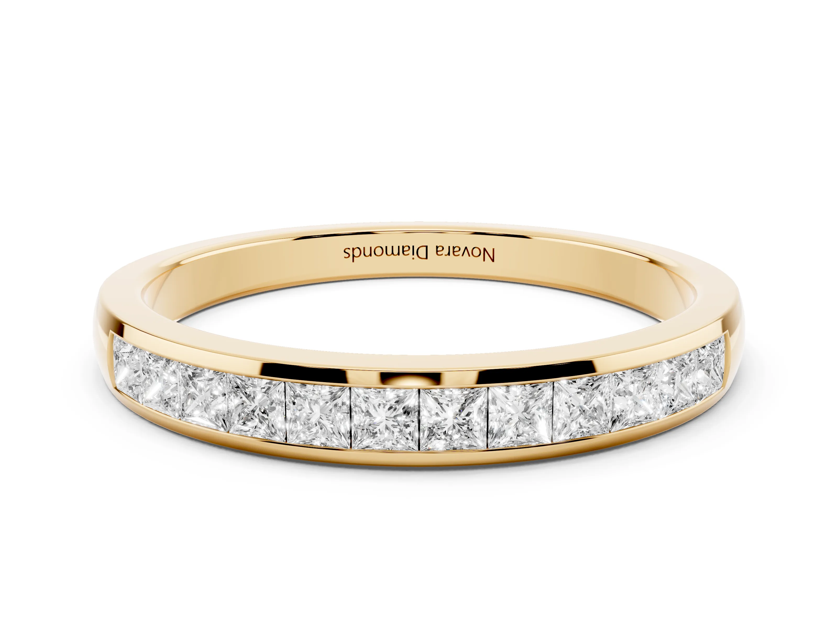 Princess Diamond Full Eternity Band Set in Yellow gold with Channel Setting