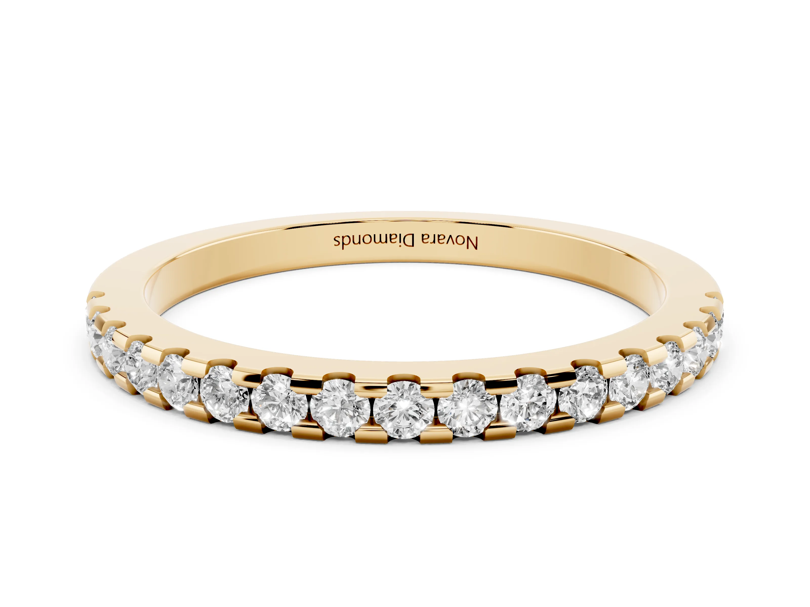 Round Diamond Eternity Band Set in Yellow gold with Pavé Micro Prong Setting