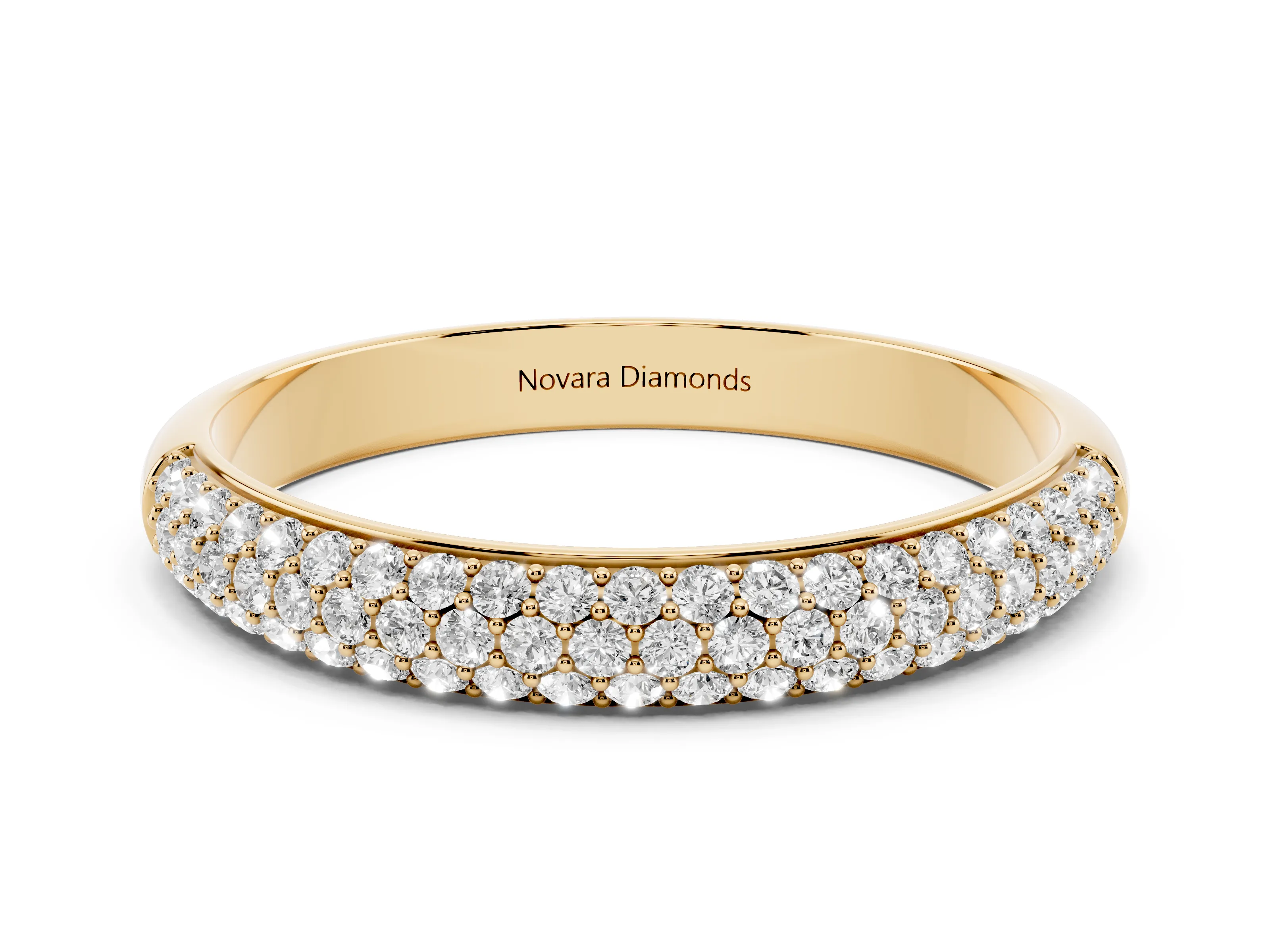 Round Diamond Pavé Eternity Band Set in Yellow gold with All-Around Stones