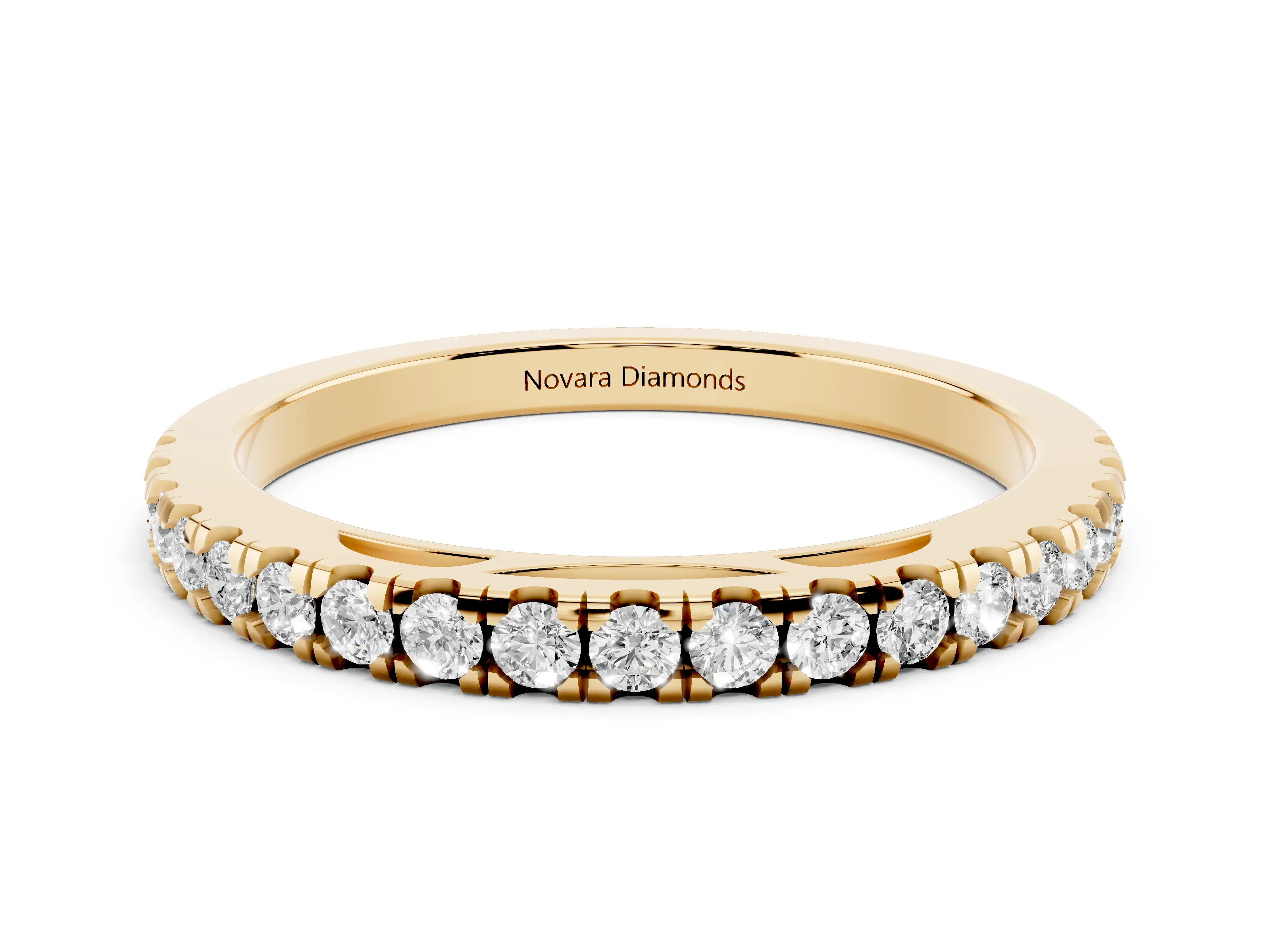Round Diamond Eternity Band Set in Yellow gold with Pavé-Set Row