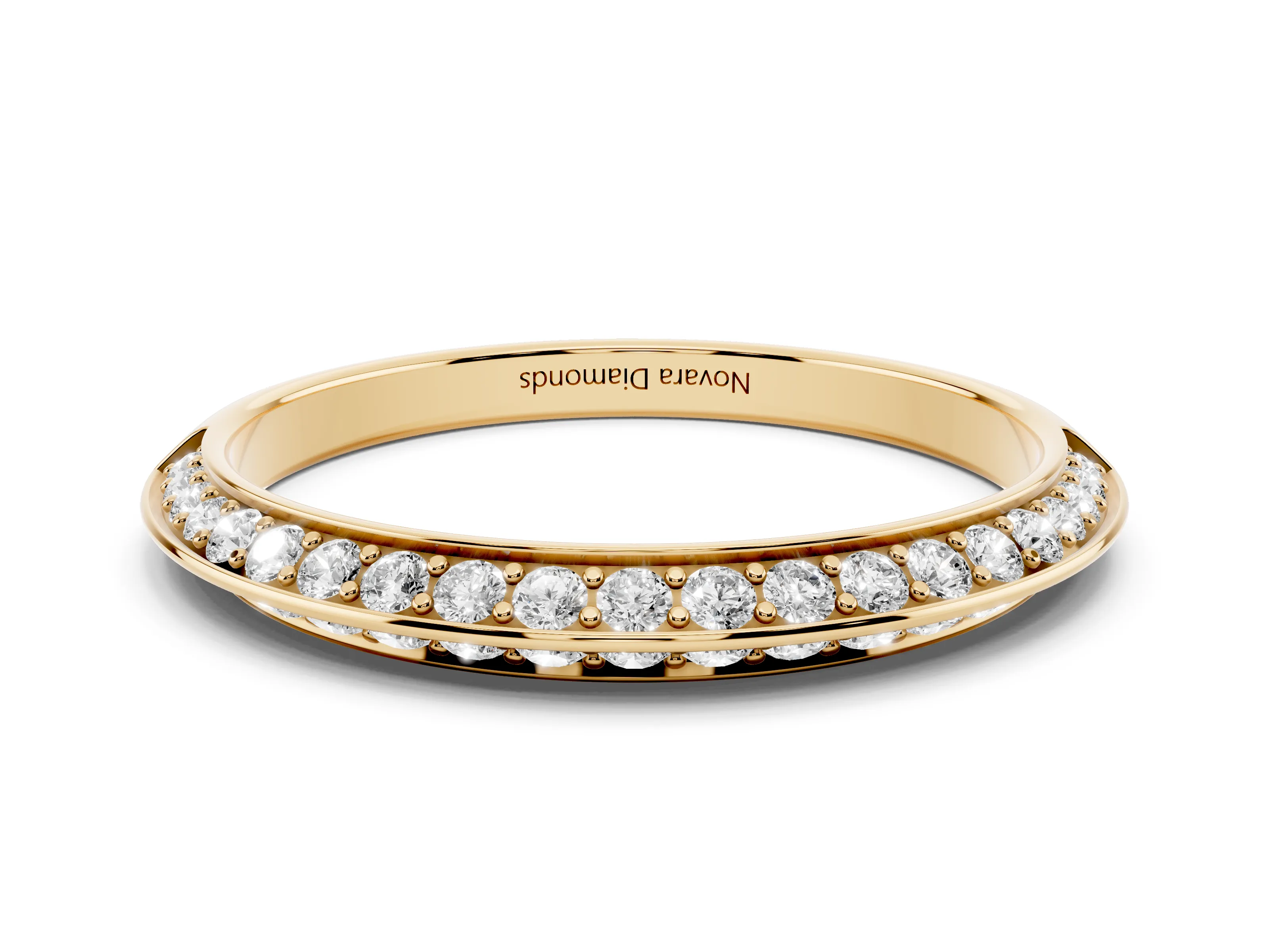 Round Diamond Double Row Pavé Eternity Band Set in Yellow gold with Channel Setting