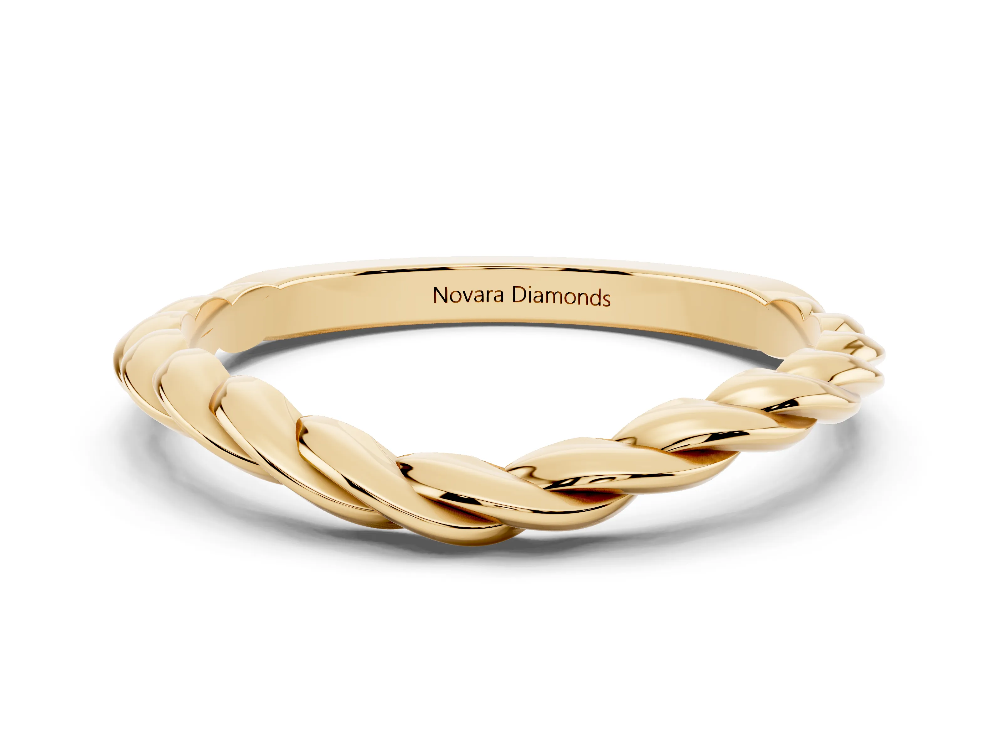 Marquise Diamond Twist Eternity Band Set in Yellow gold with Bezel Setting