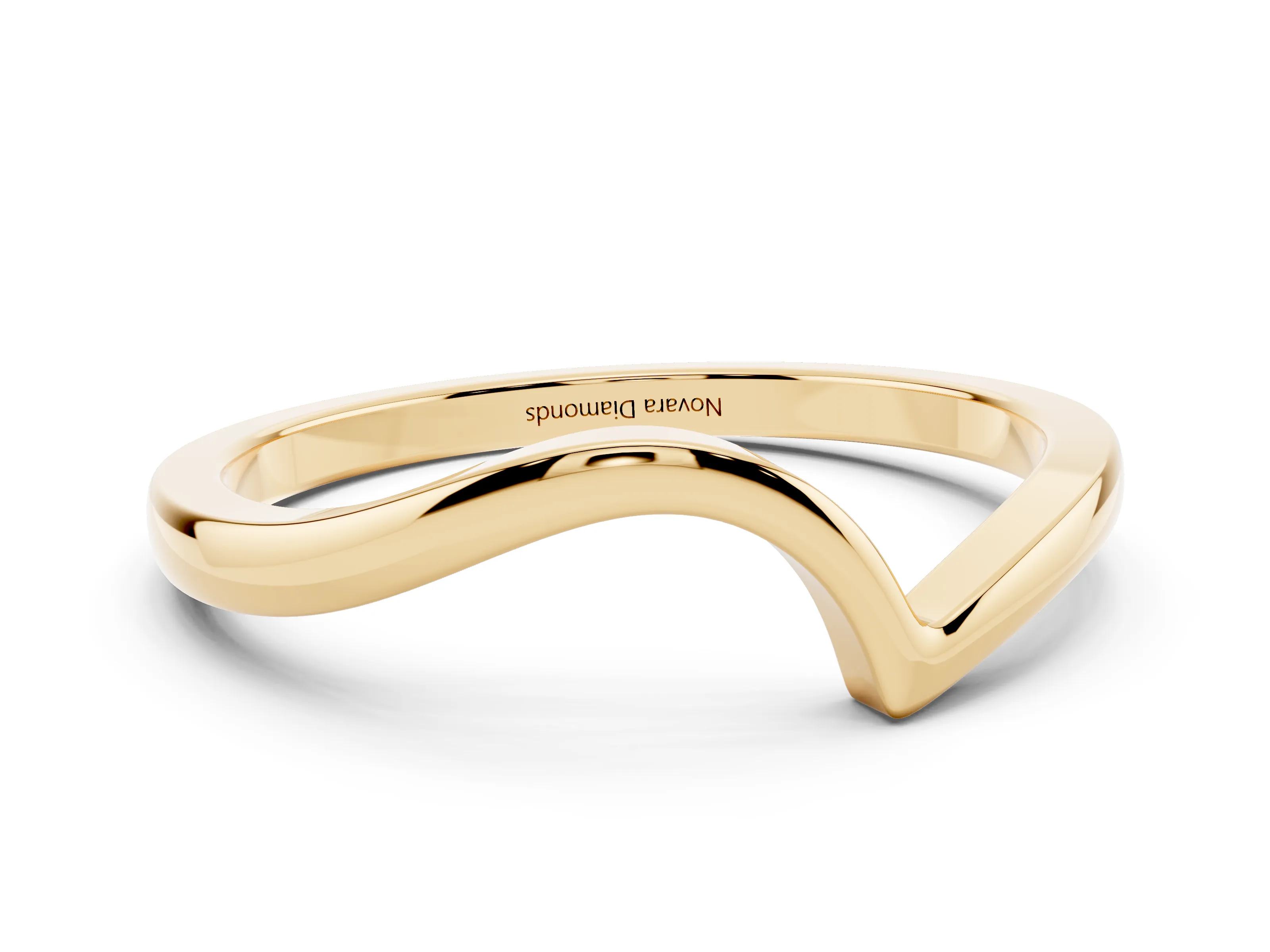 Round Diamond Curved Solitaire Band Set in Yellow gold with Prong Setting