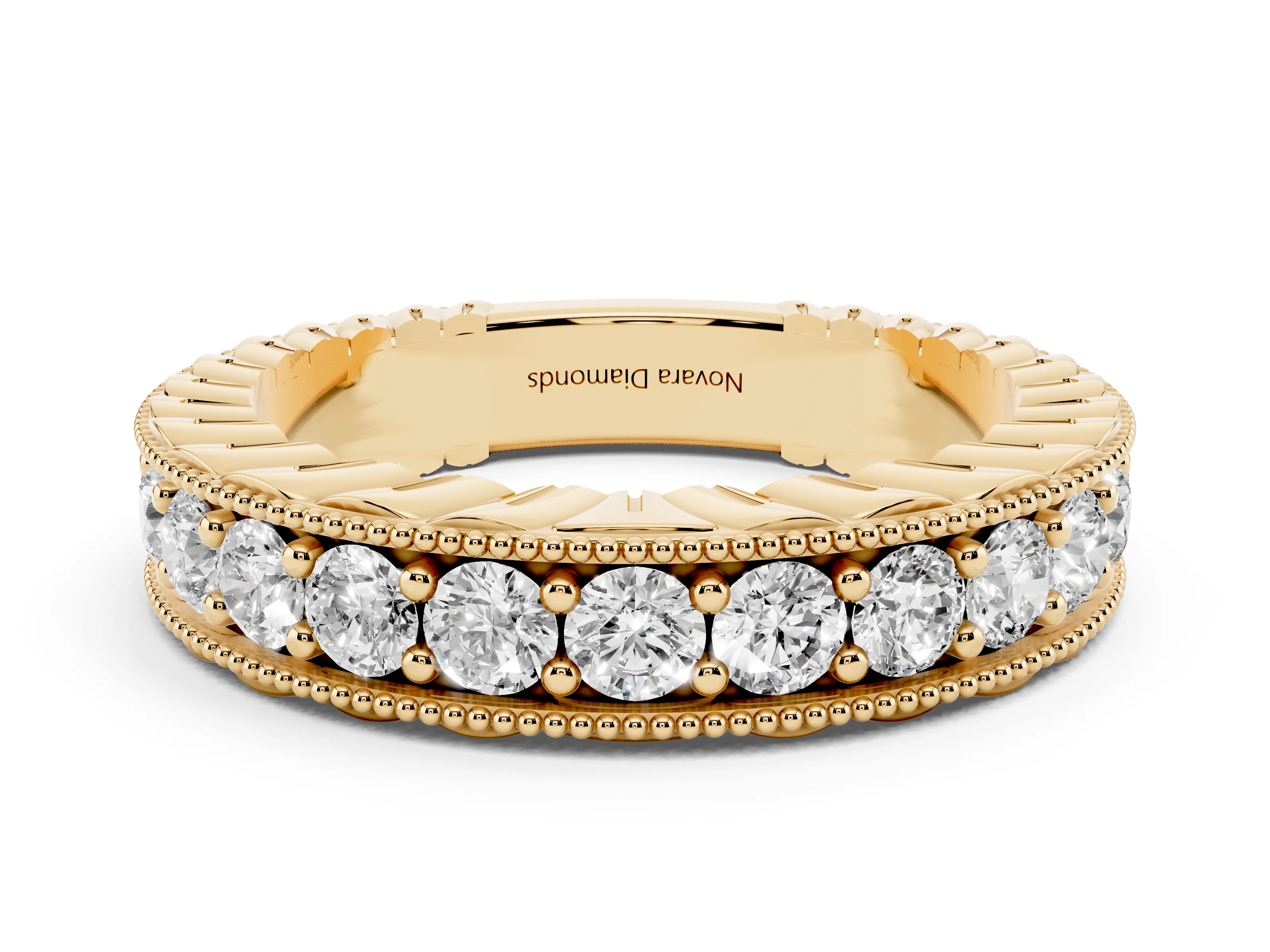 Round Diamond Full Circle Eternity Band Set in Yellow gold with Channel Setting