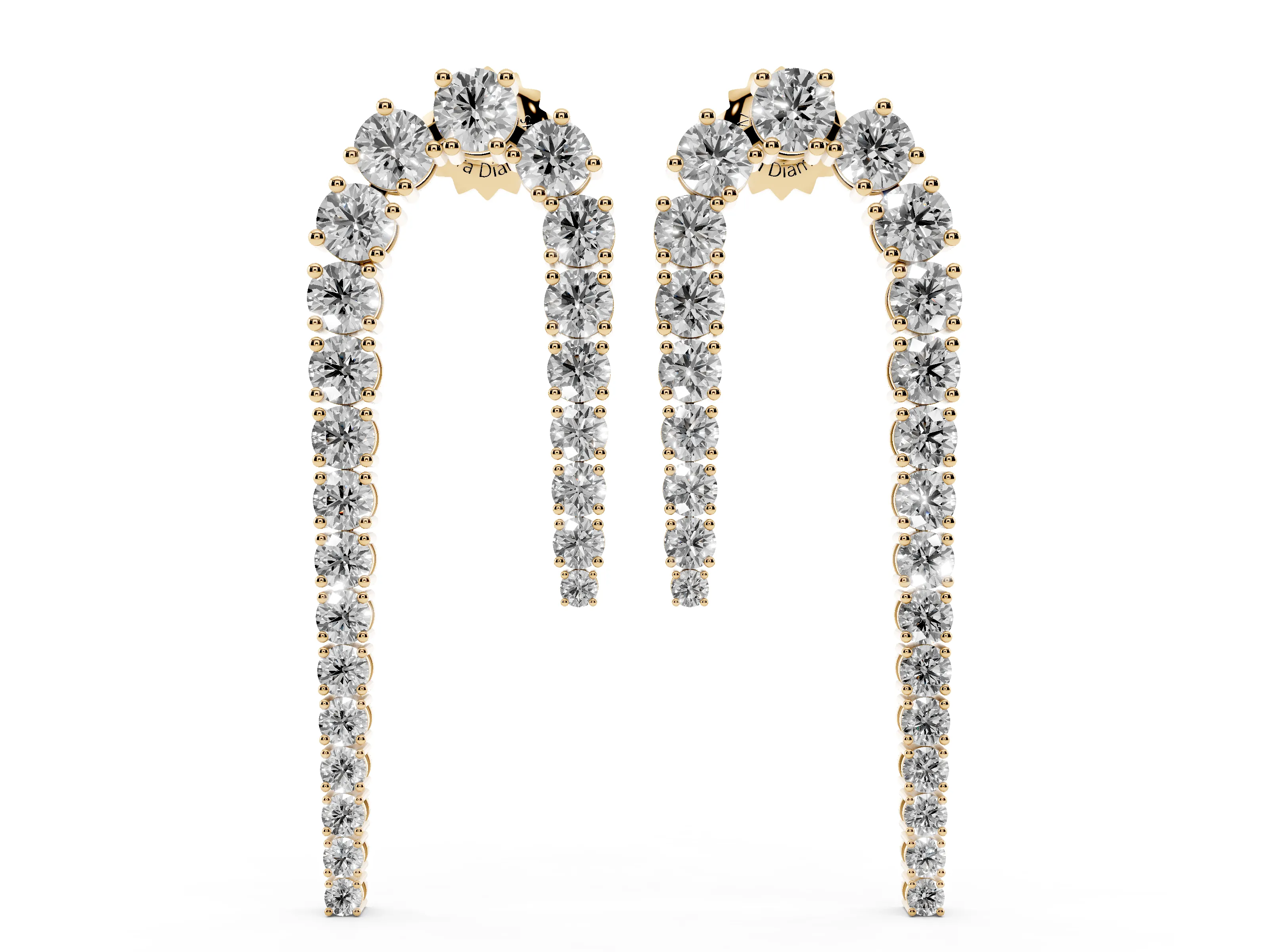 Round Lab-Grown Diamond Graduated Arch Drop Earrings | Uneven Legs | Yellow Gold