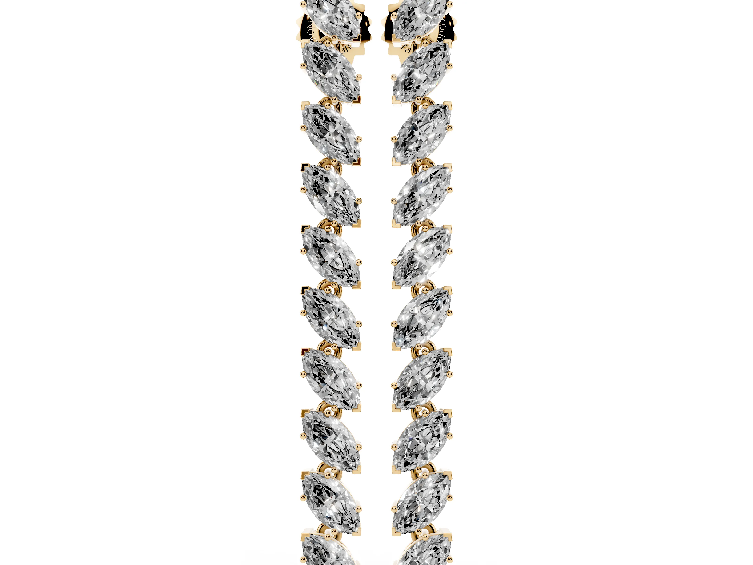 Marquise Lab-Grown Diamond Linear Dangle Earrings | Slanted Stones | Yellow Gold