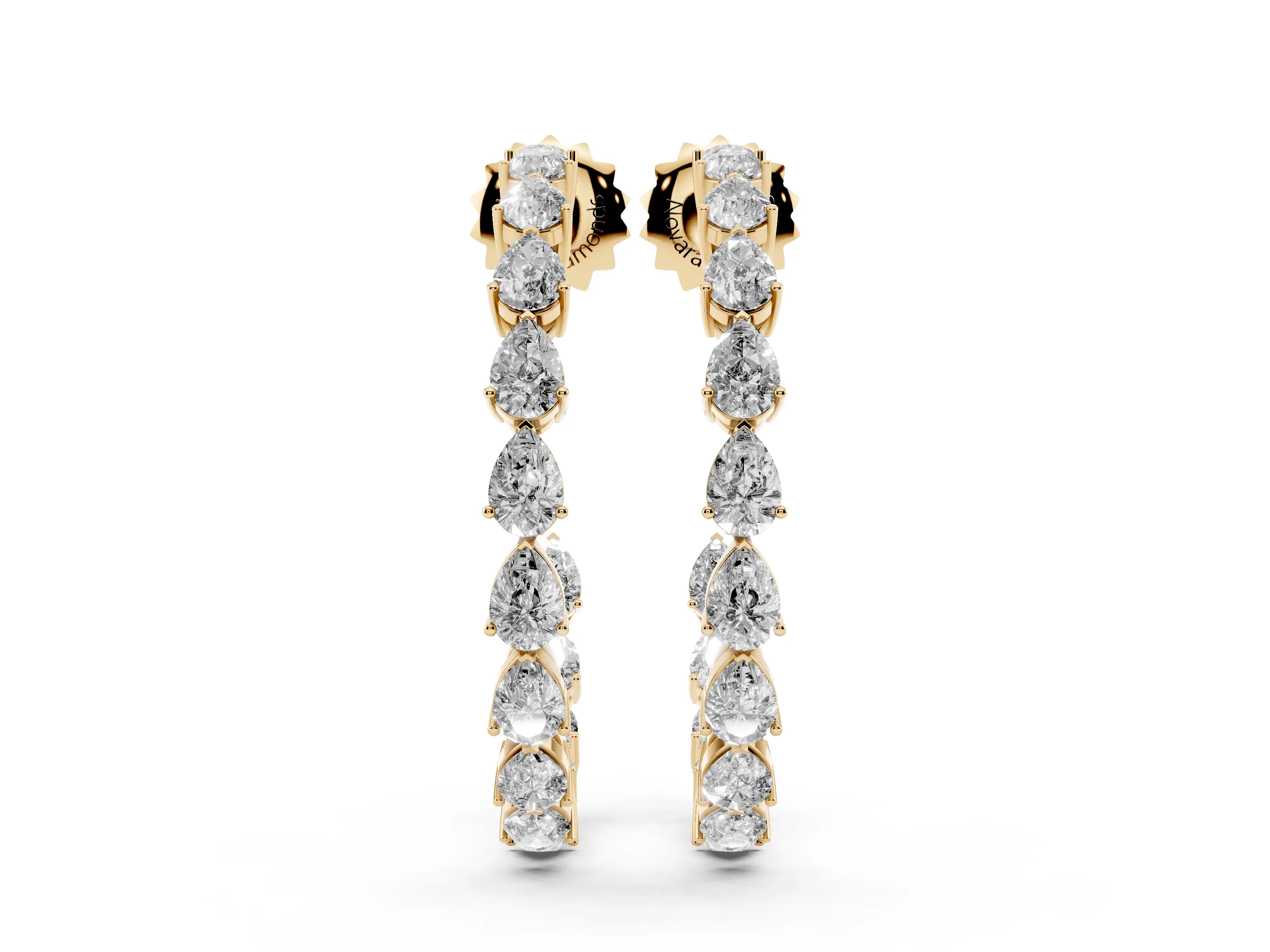 Pear-Shaped Lab-Grown Diamond Open Hoop Earrings | Prong-Set Pears | Yellow Gold