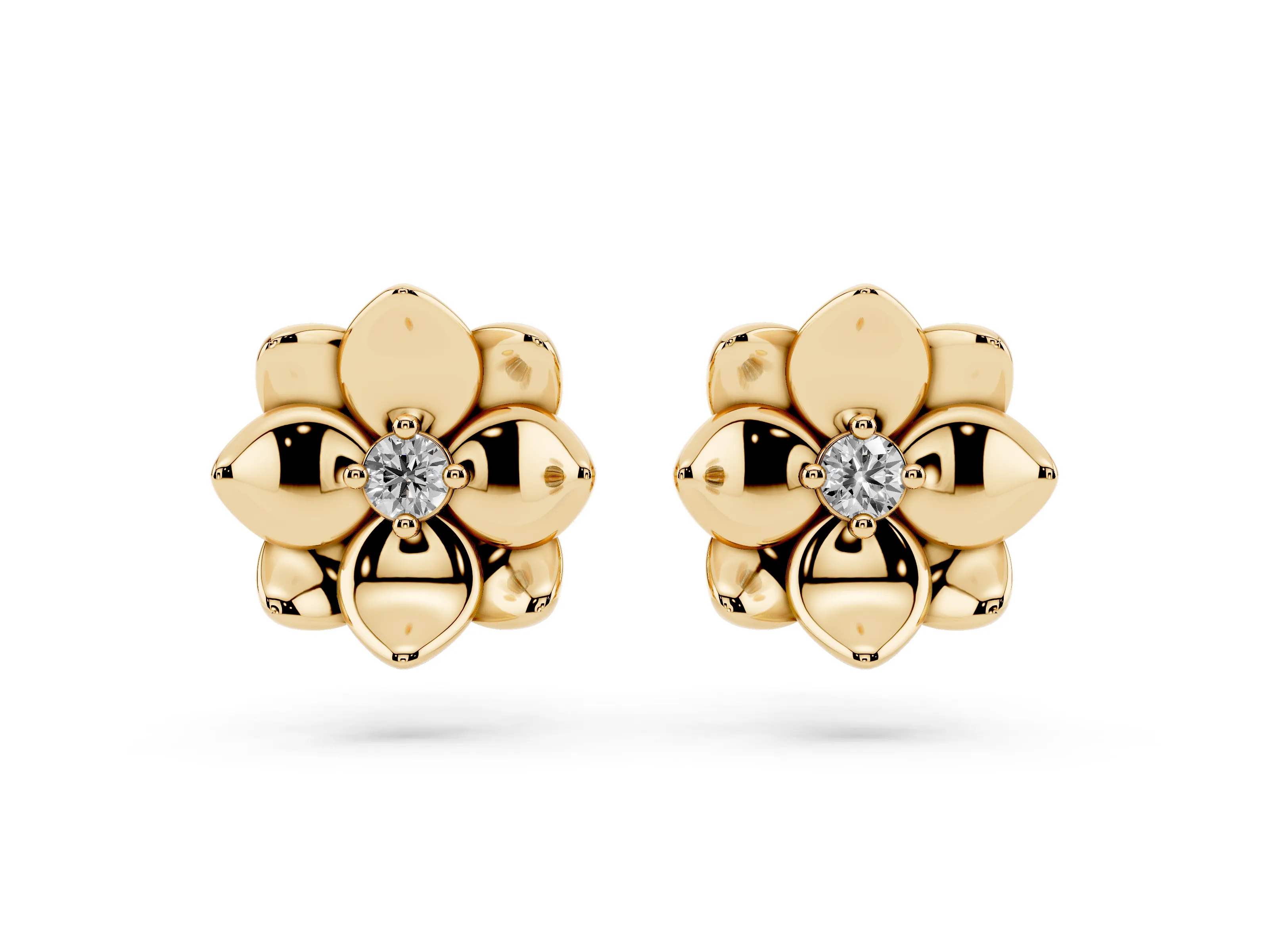 Gold Flower Stud Earrings