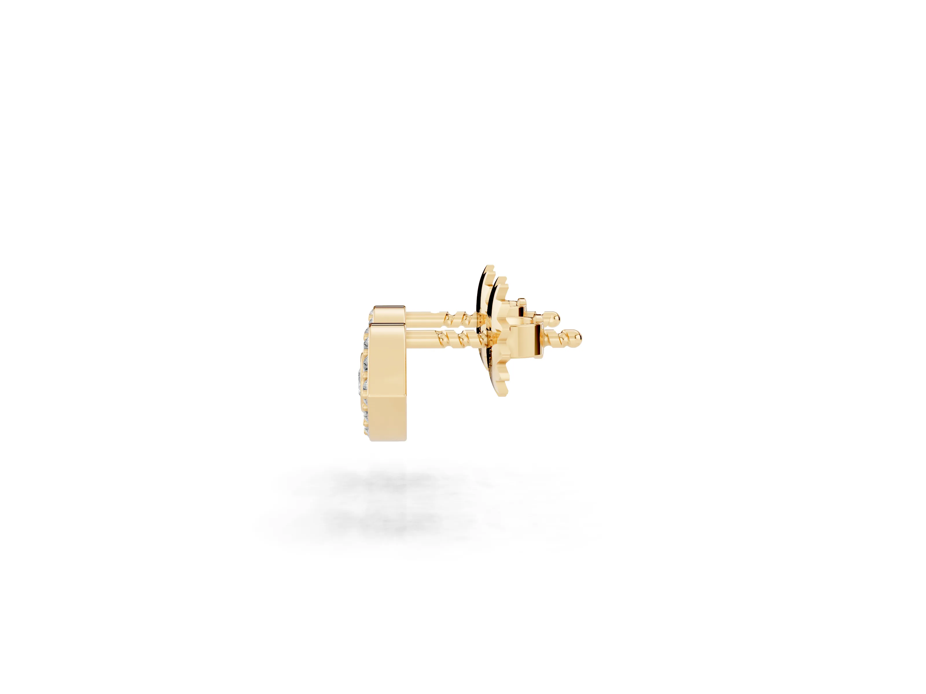 Round Lab-Grown Diamond Evil Eye Stud Earrings | Bezel Set Pupil | Yellow Gold