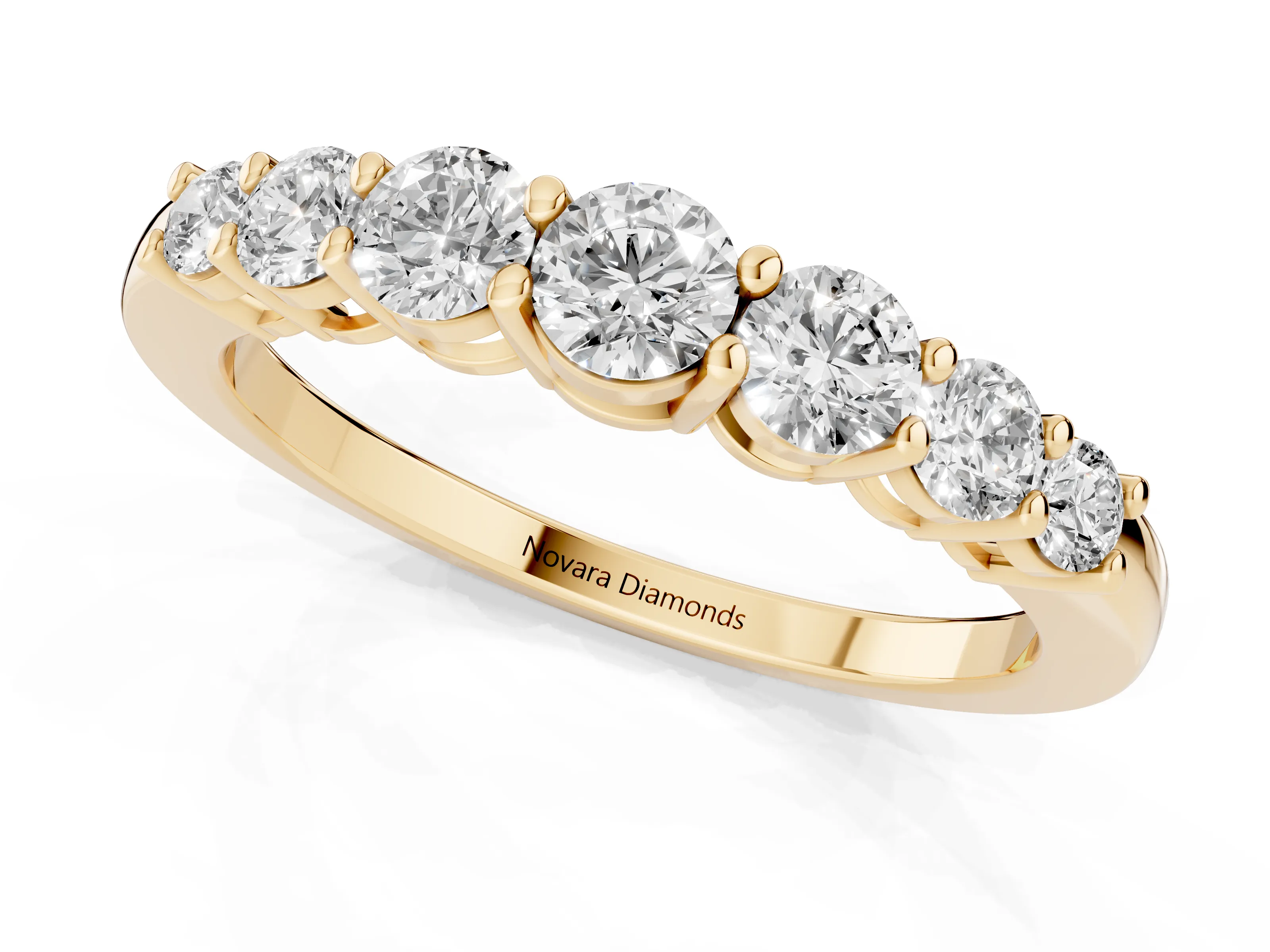 Round Diamond Half Eternity Stacking Band Set in Yellow gold with Prong Setting