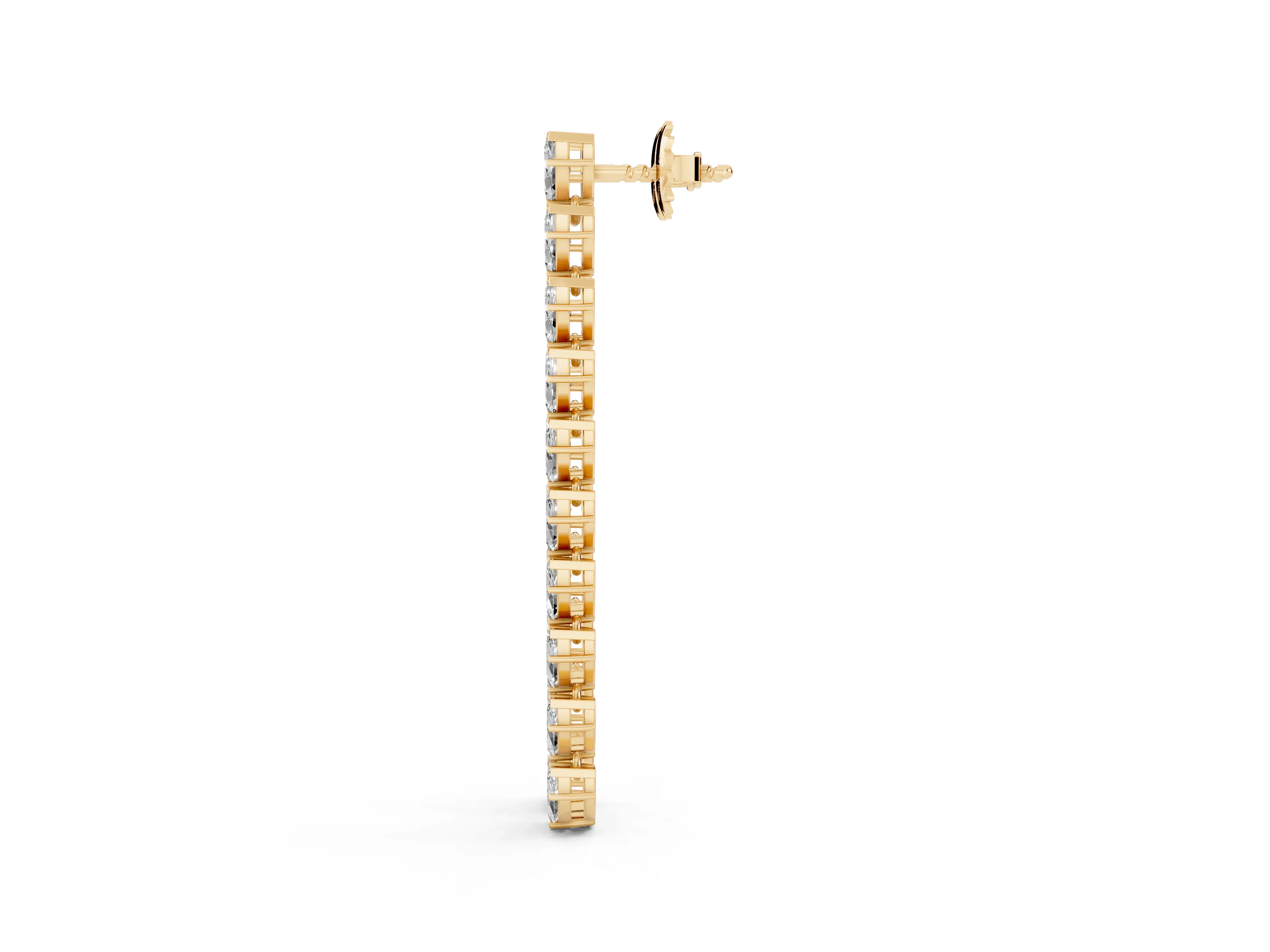 Marquise Lab-Grown Diamond Linear Dangle Earrings | Slanted Stones | Yellow Gold