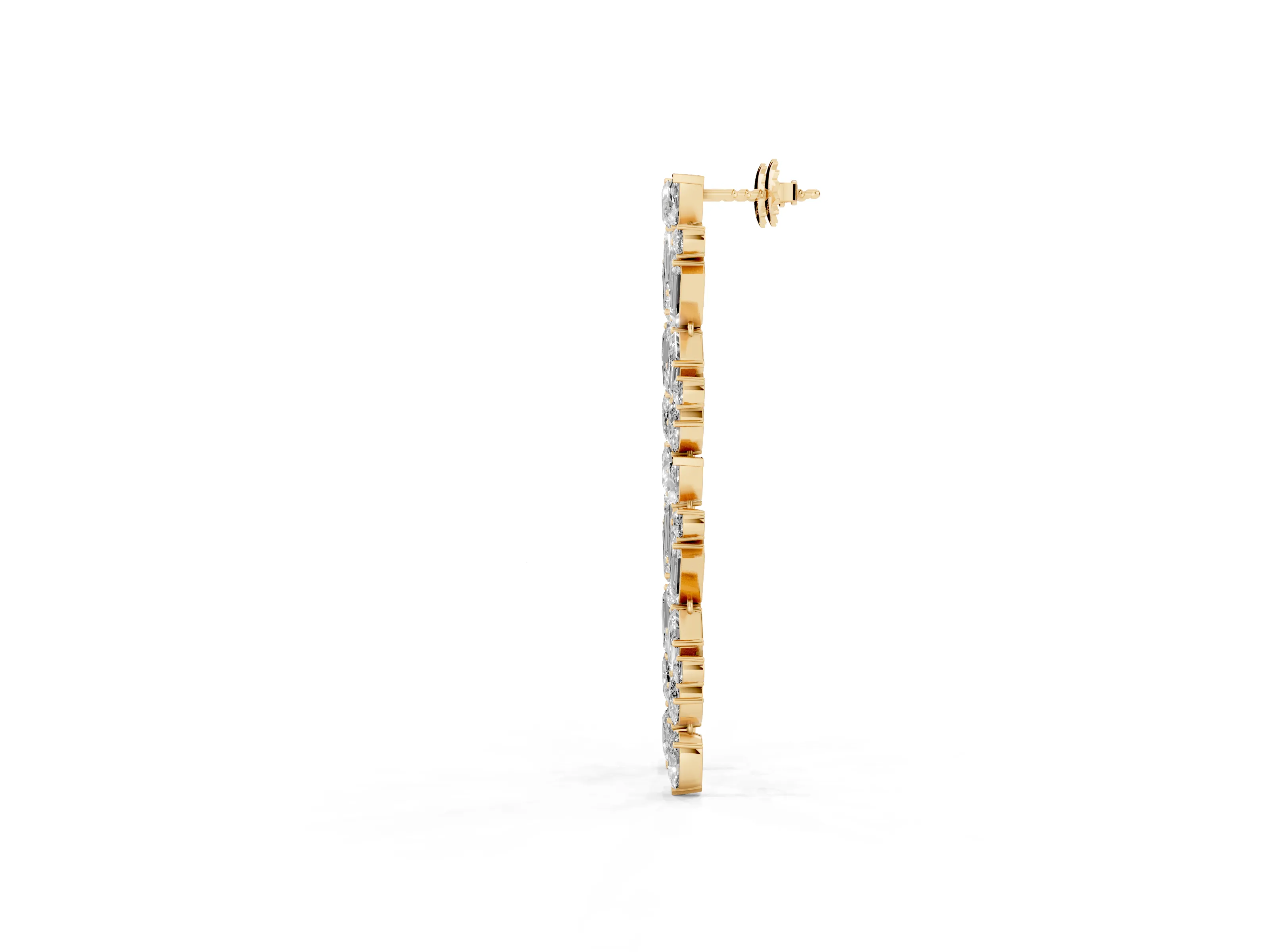 Pear and Emerald Cut Lab-Grown Diamond Zigzag Drop Earrings | Mixed Cuts | Yellow Gold