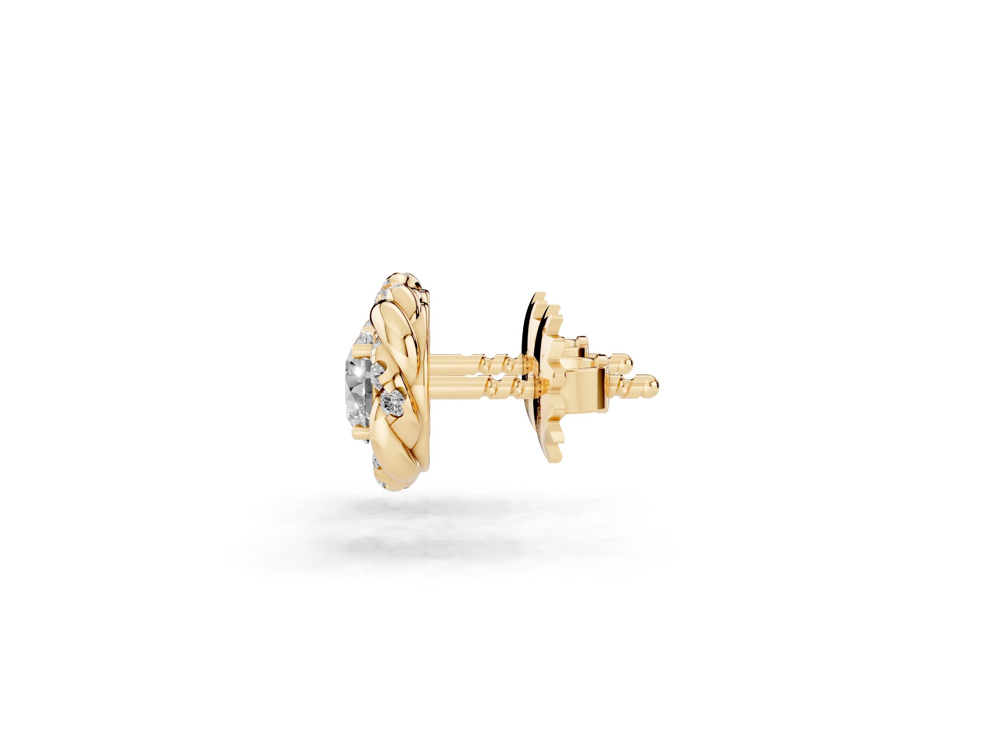 Round Lab-Grown Diamond Oceana Swirl Stud Earrings | Twisted Rope Frame | Yellow Gold