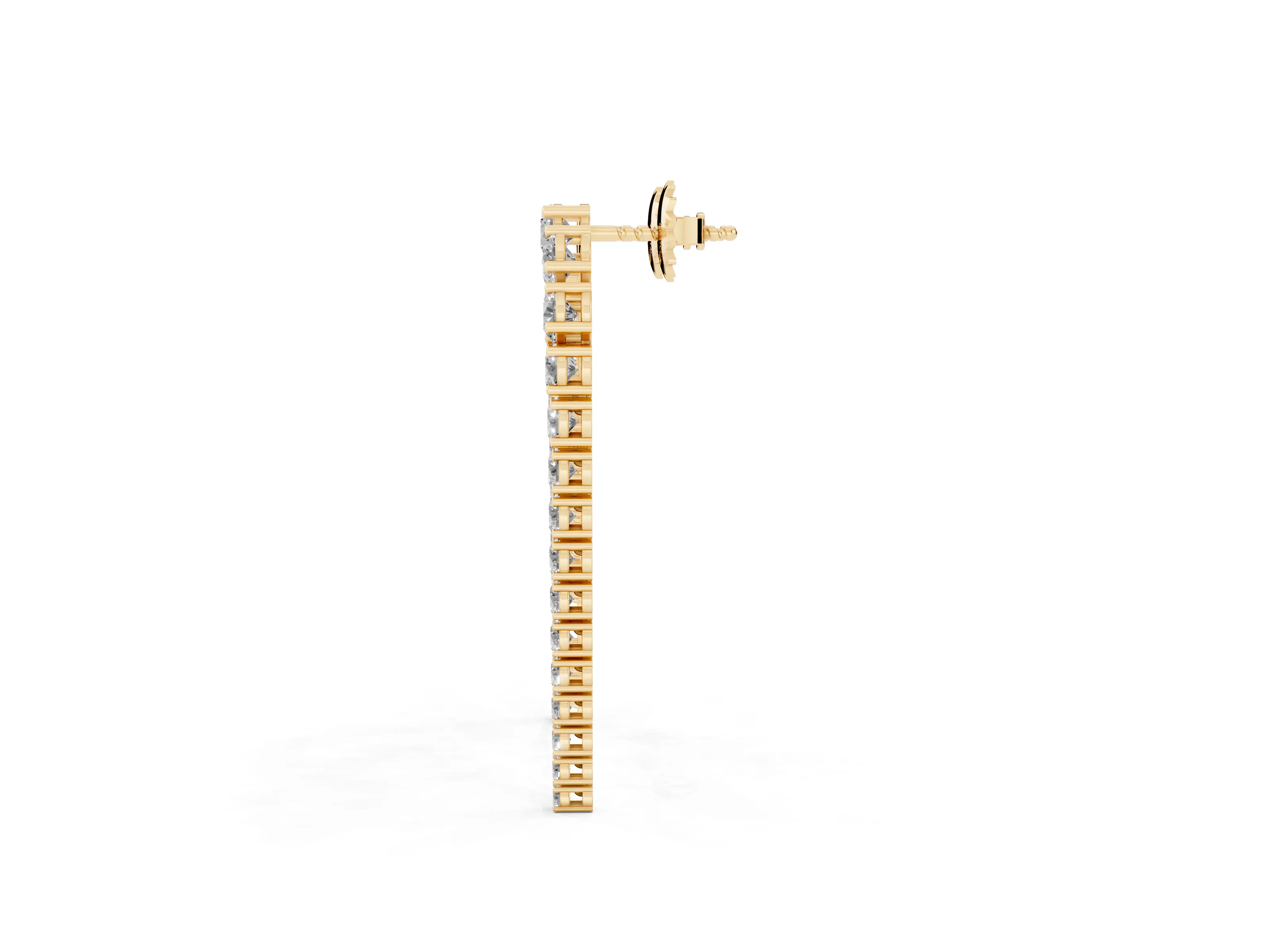 Round Lab-Grown Diamond Graduated Arch Drop Earrings | Uneven Legs | Yellow Gold