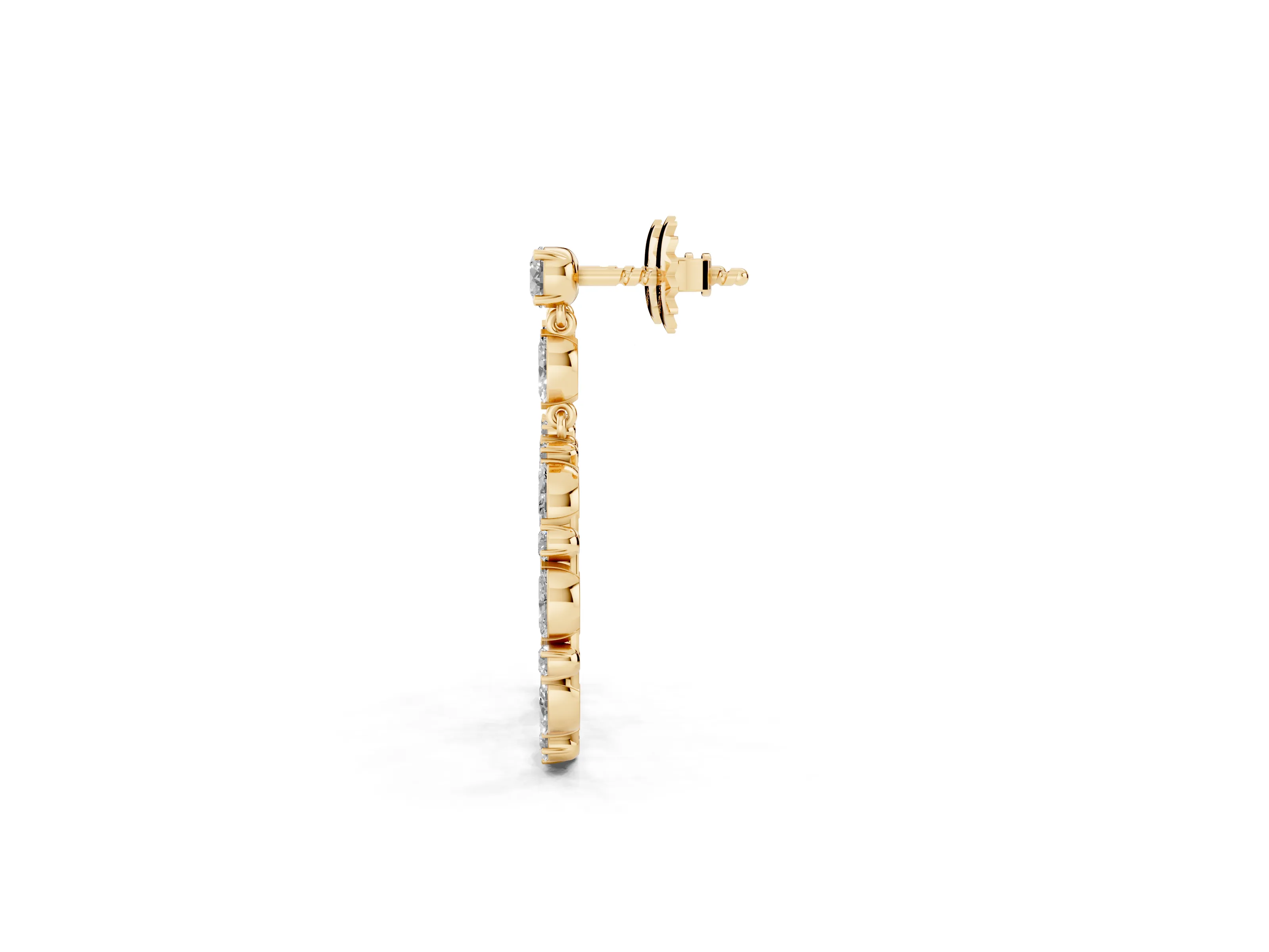 Round and Marquise Lab-Grown Diamond Open Oval Drop Earrings | Marquise Link | Yellow Gold