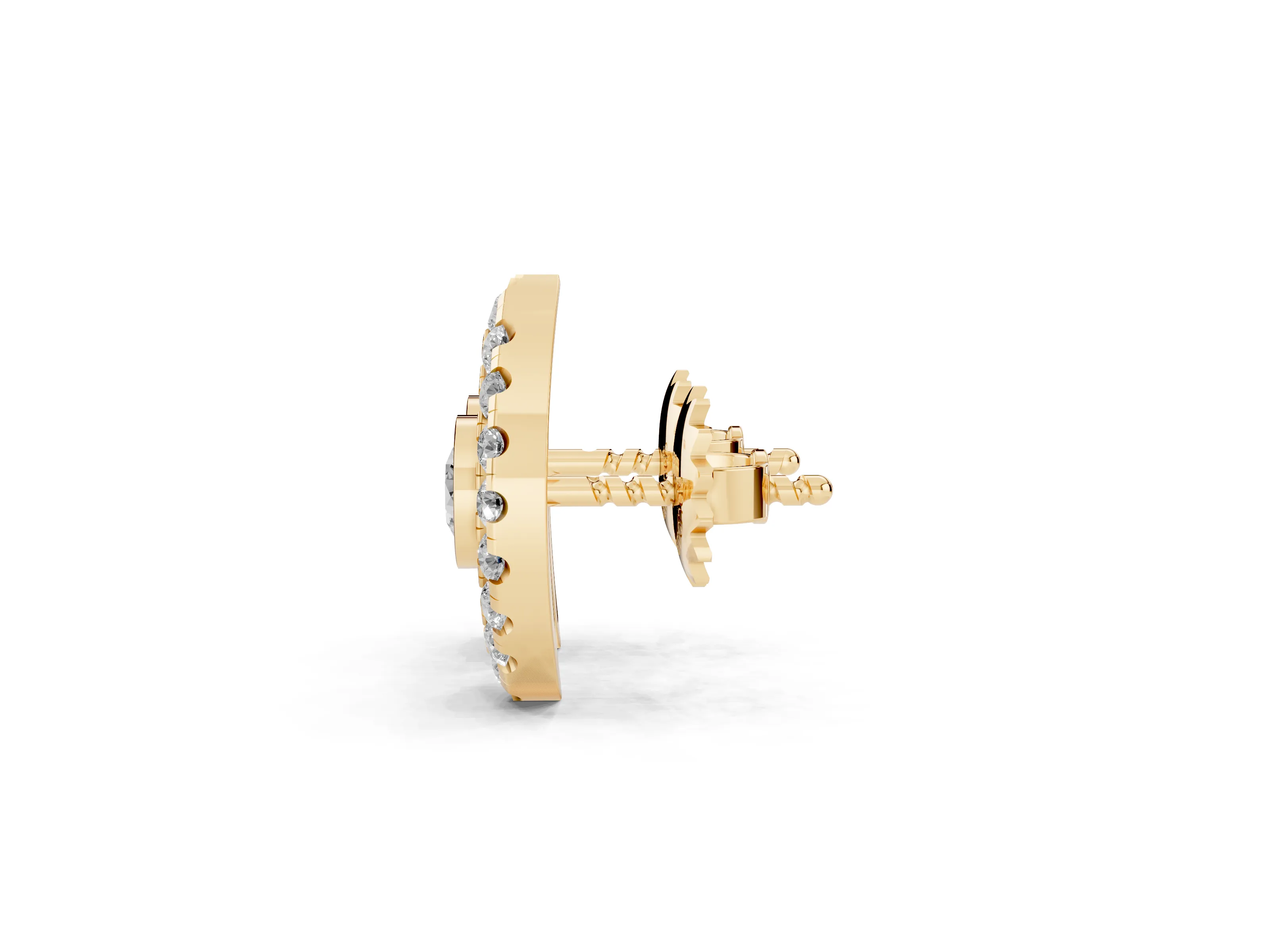 Round Lab-Grown Diamond Evil Eye Stud Earrings | Bezel Pupil | Yellow Gold