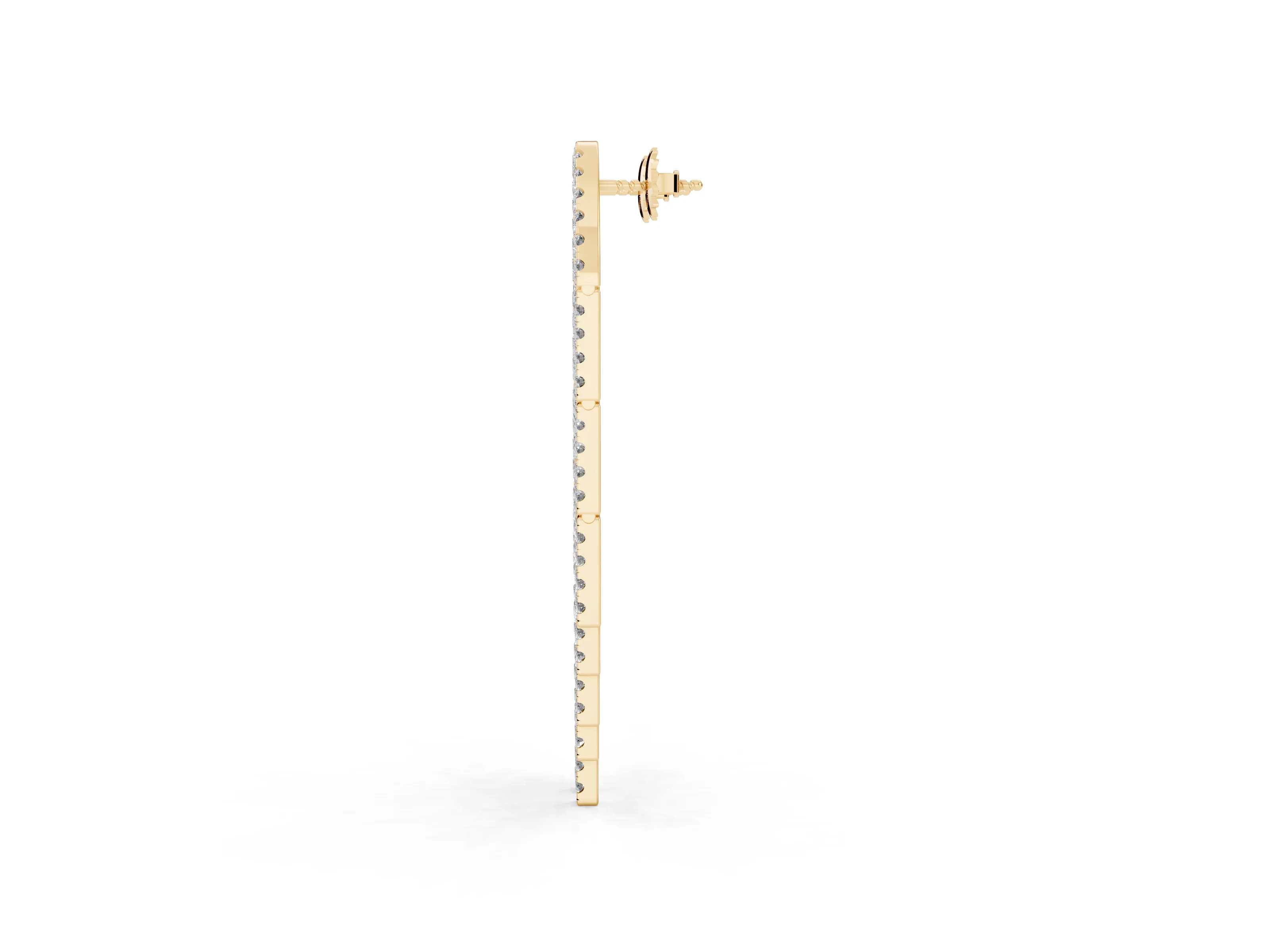Round Lab-Grown Diamond Pavé Waterfall Drop Earrings | Five Open Rows | Yellow Gold