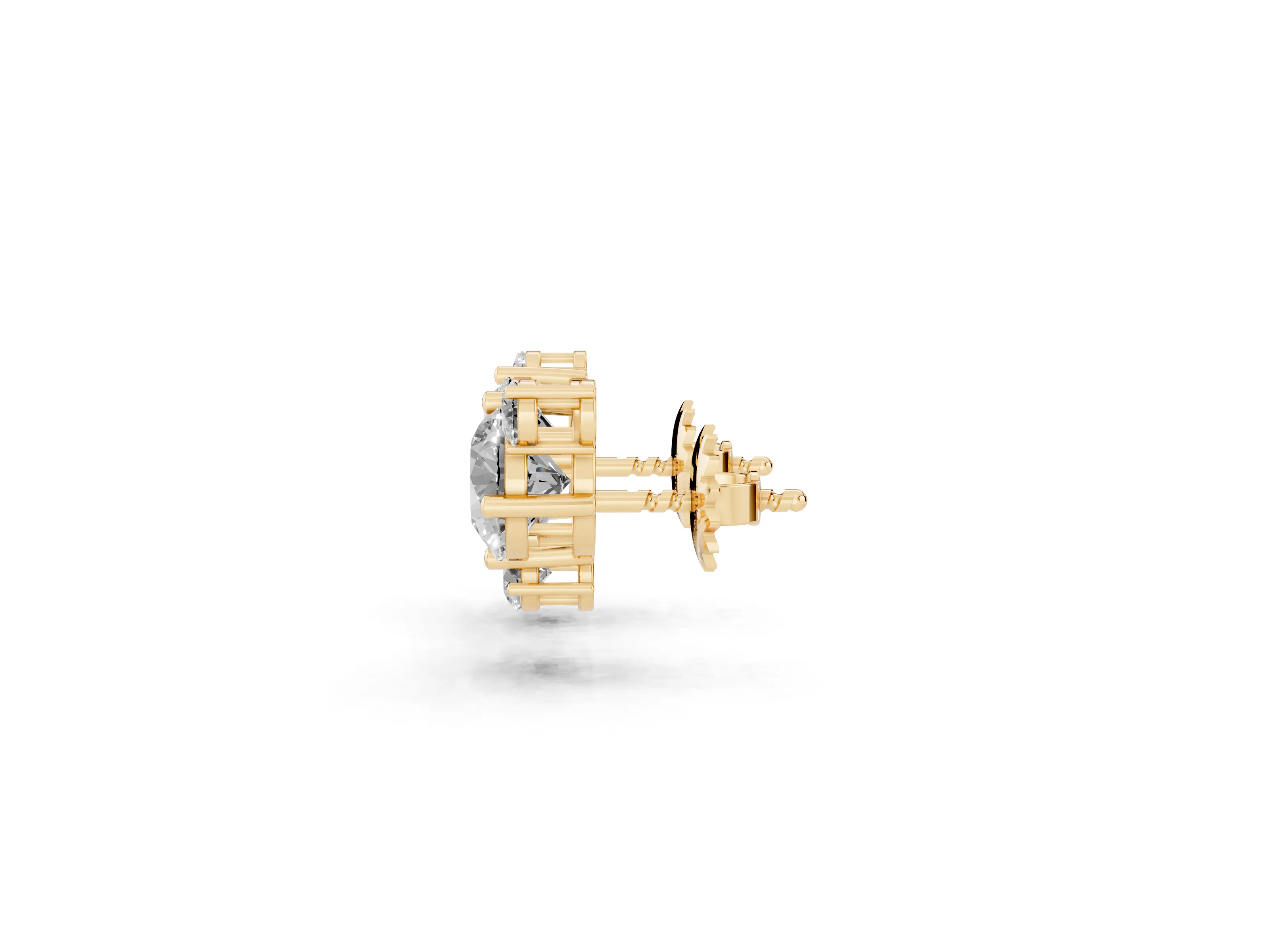 Round Lab-Grown Diamond Bouquet Cluster Stud Earrings | Four Mixed Sizes | Yellow Gold