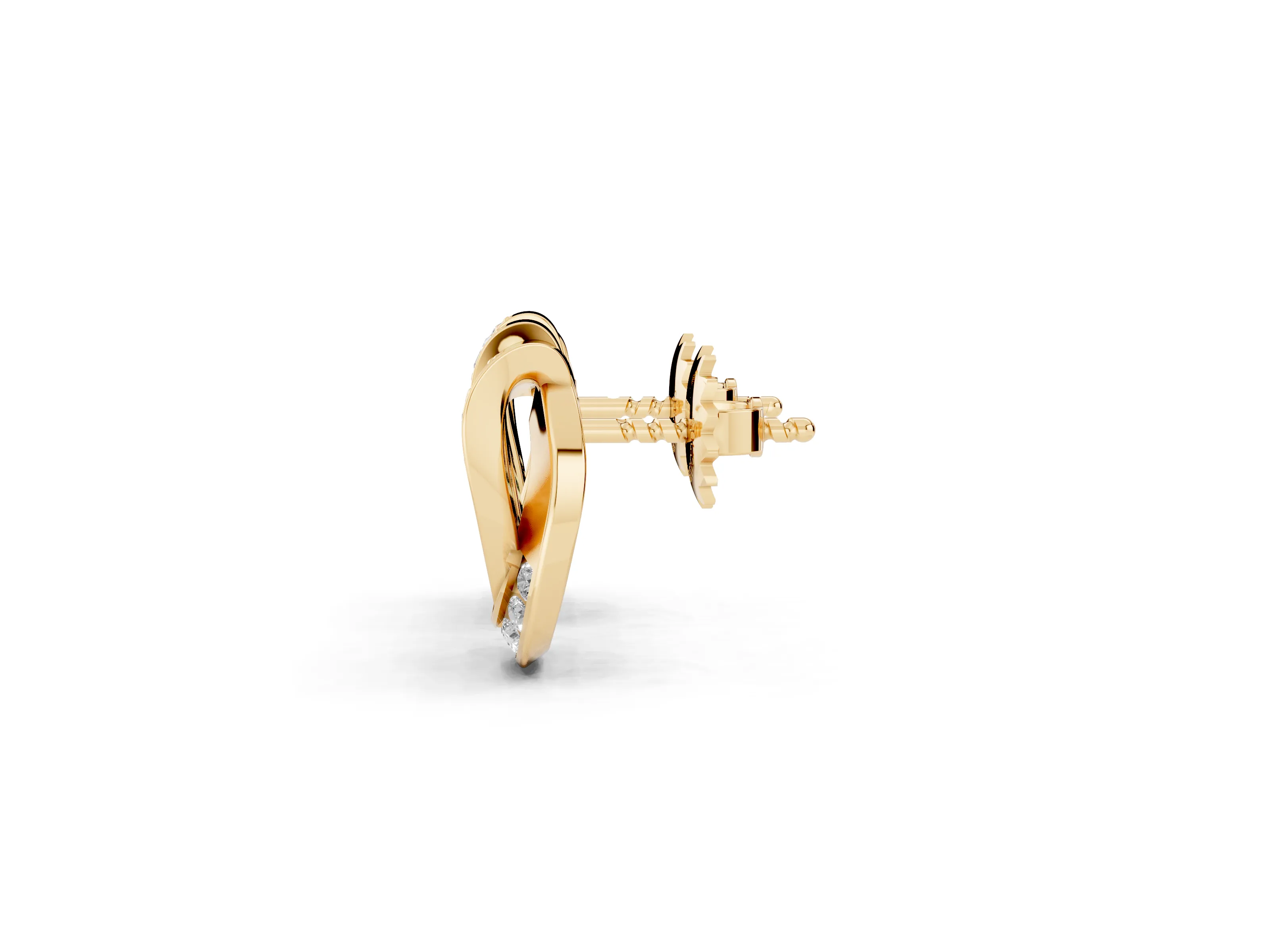 Round Lab-Grown Diamond Pavé Knot Stud Earrings | Layered Loops | Yellow Gold