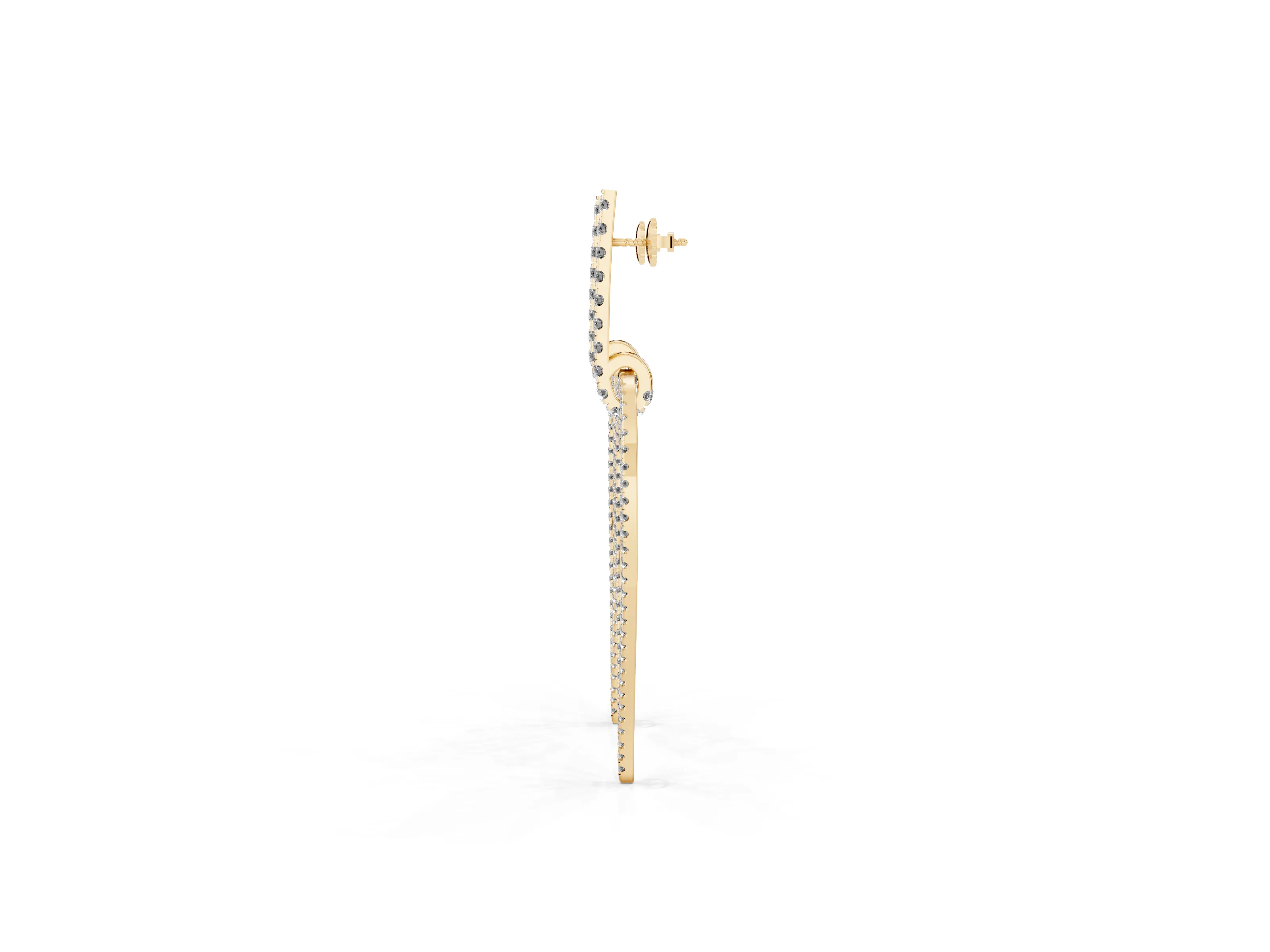 Round Lab-Grown Diamond Striped Teardrop Pavé Drop Earrings | Stone-Set Bar Top | Yellow Gold