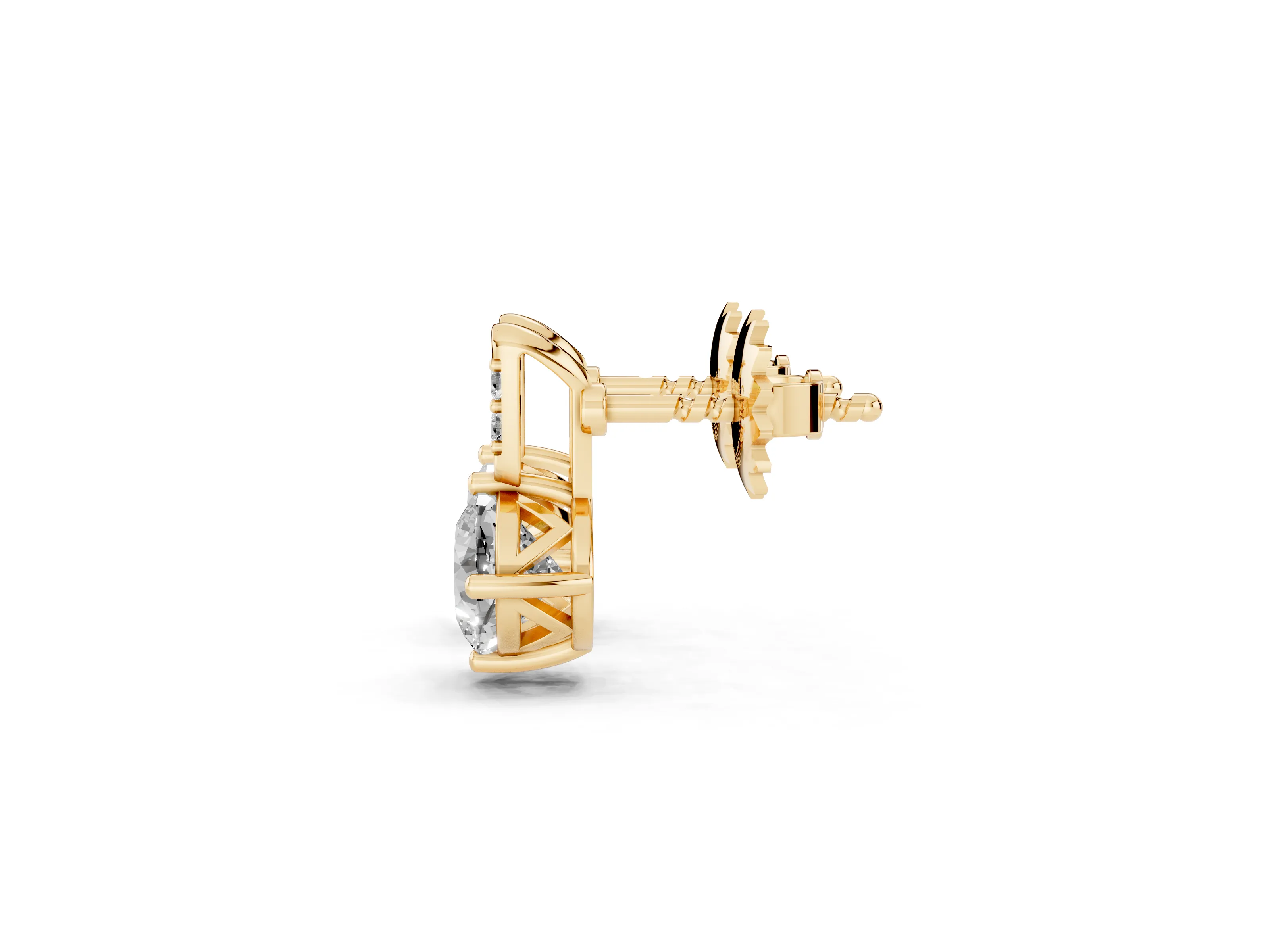 Cushion Cut Lab-Grown Diamond On-Point Drop Earrings | Two-Stone Bar | Yellow Gold