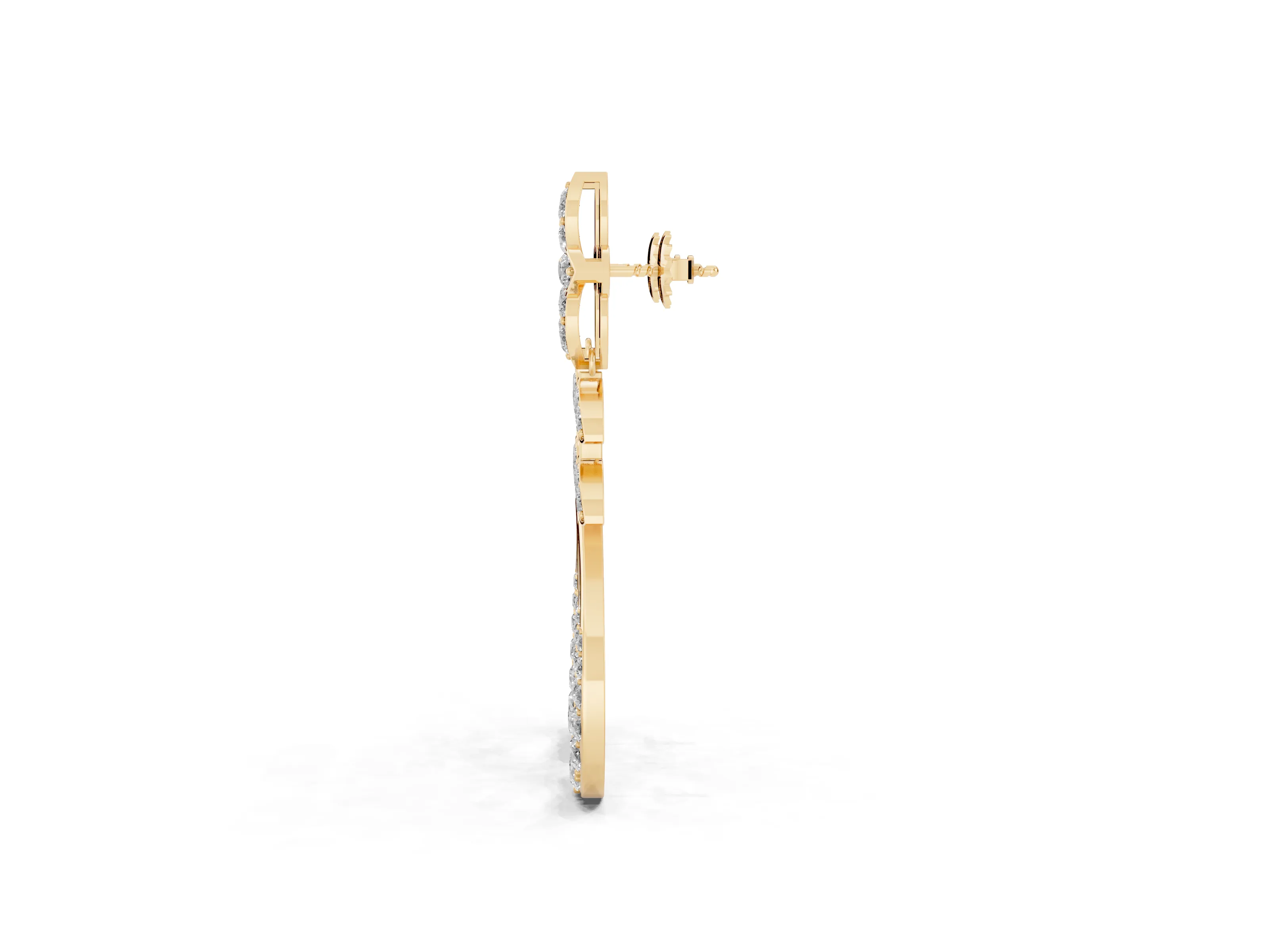 Round Lab-Grown Diamond Floral Dewdrop Drop Earrings | Open Teardrop | Yellow Gold