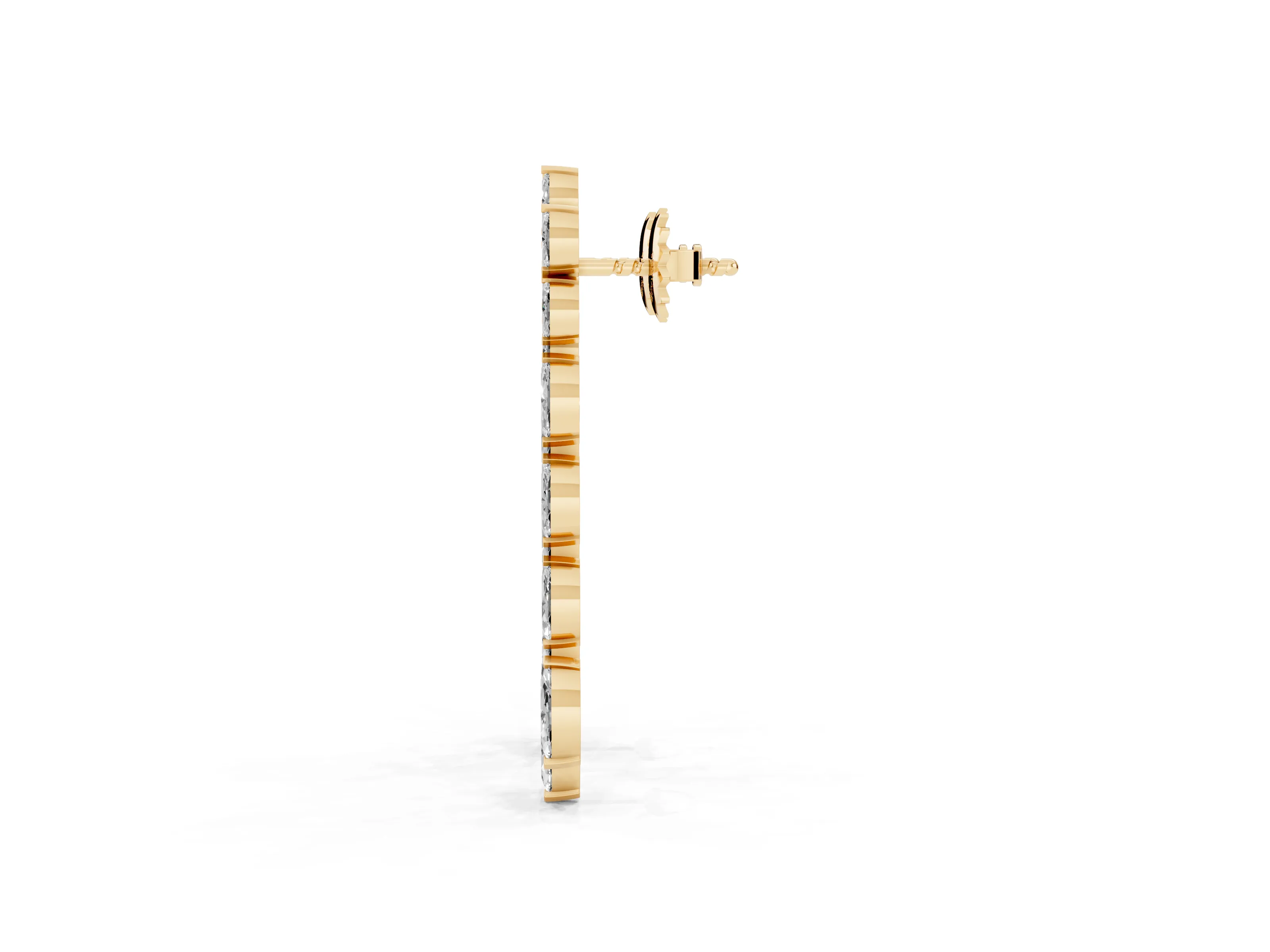Marquise Lab-Grown Diamond Fanned Strand Drop Earrings | Three Linked Strands | Yellow Gold