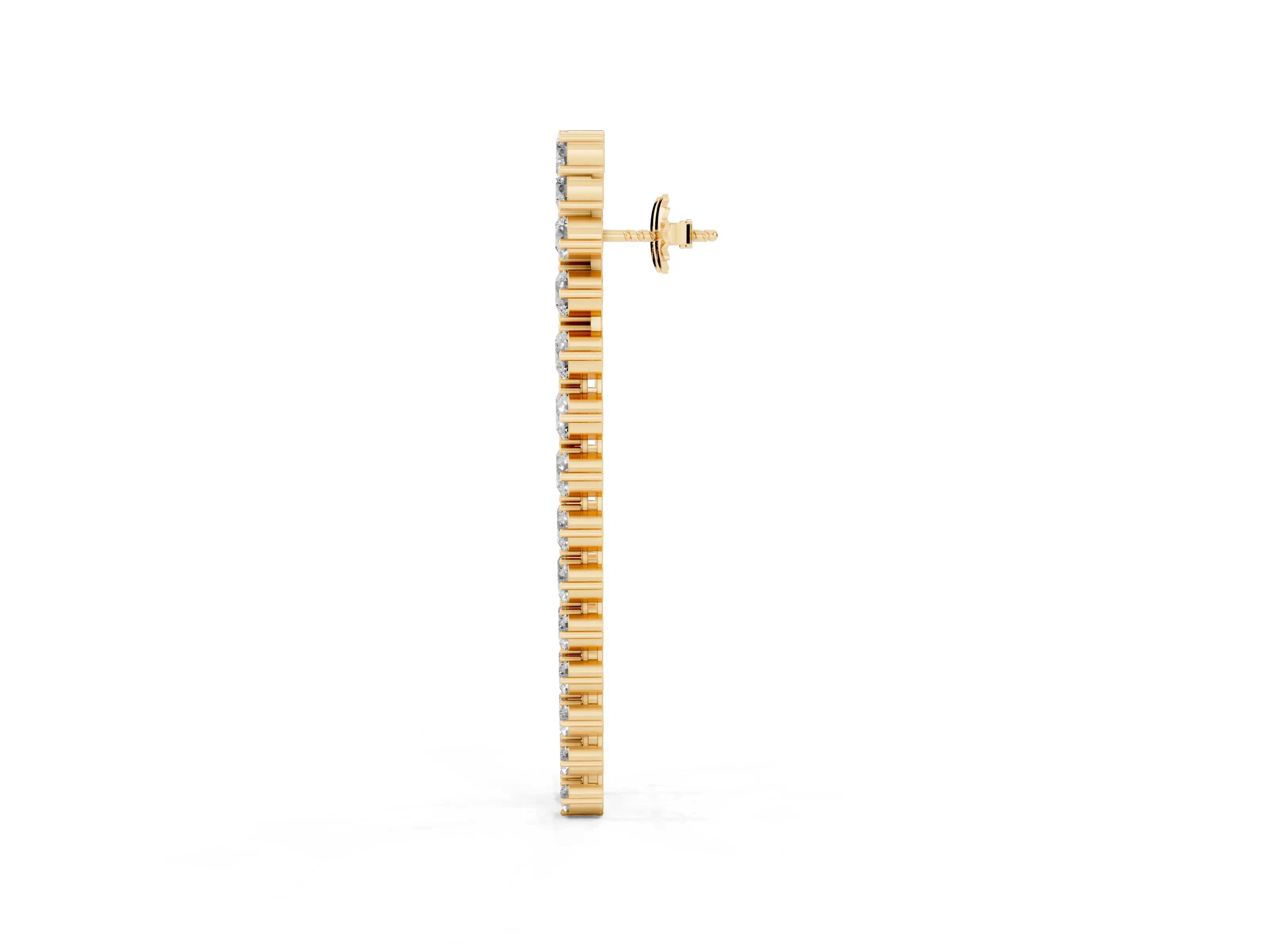 Round Lab-Grown Diamond Curved Drop Earrings | Linked Prong Settings | Yellow Gold