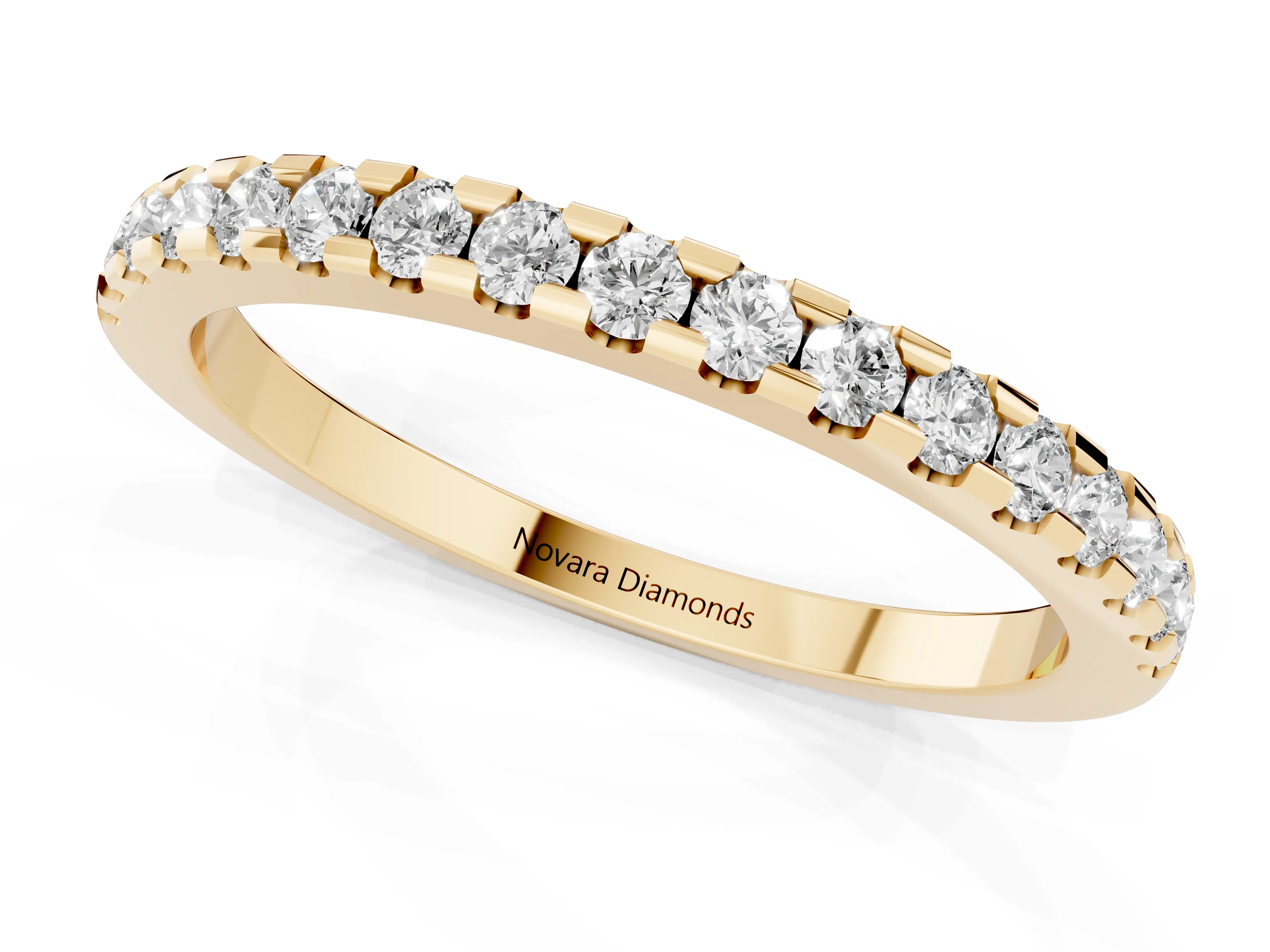 Round Diamond Eternity Band Set in Yellow gold with Pavé Micro Prong Setting
