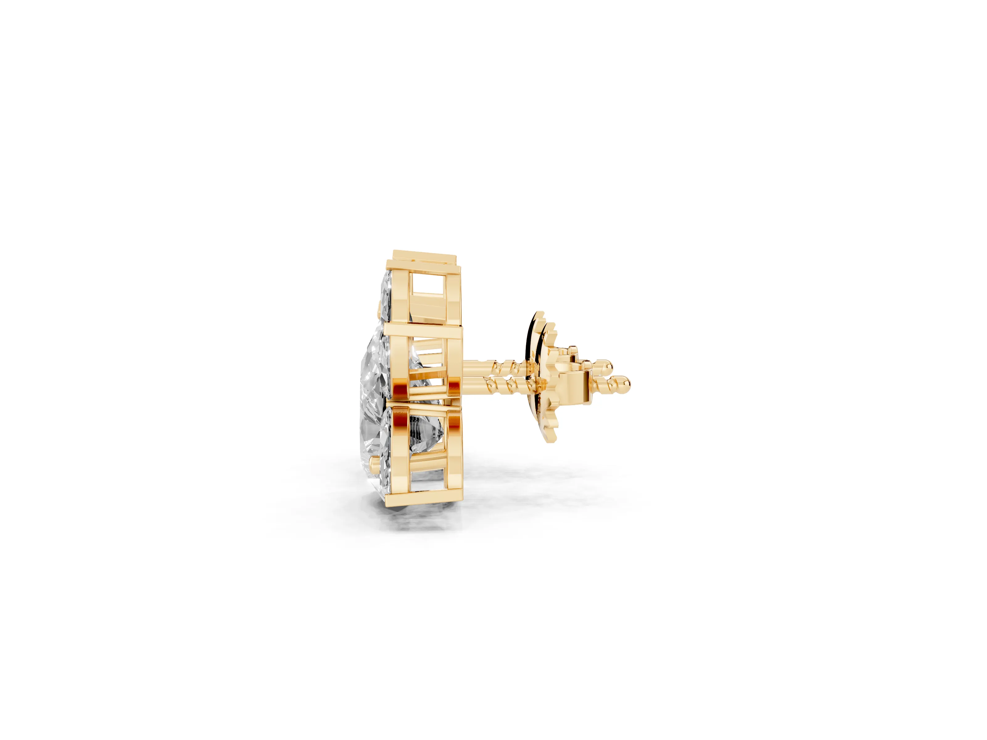 Pear-Shaped Lab-Grown Diamond Fan Cluster Stud Earrings | Marquise Accents | Yellow Gold