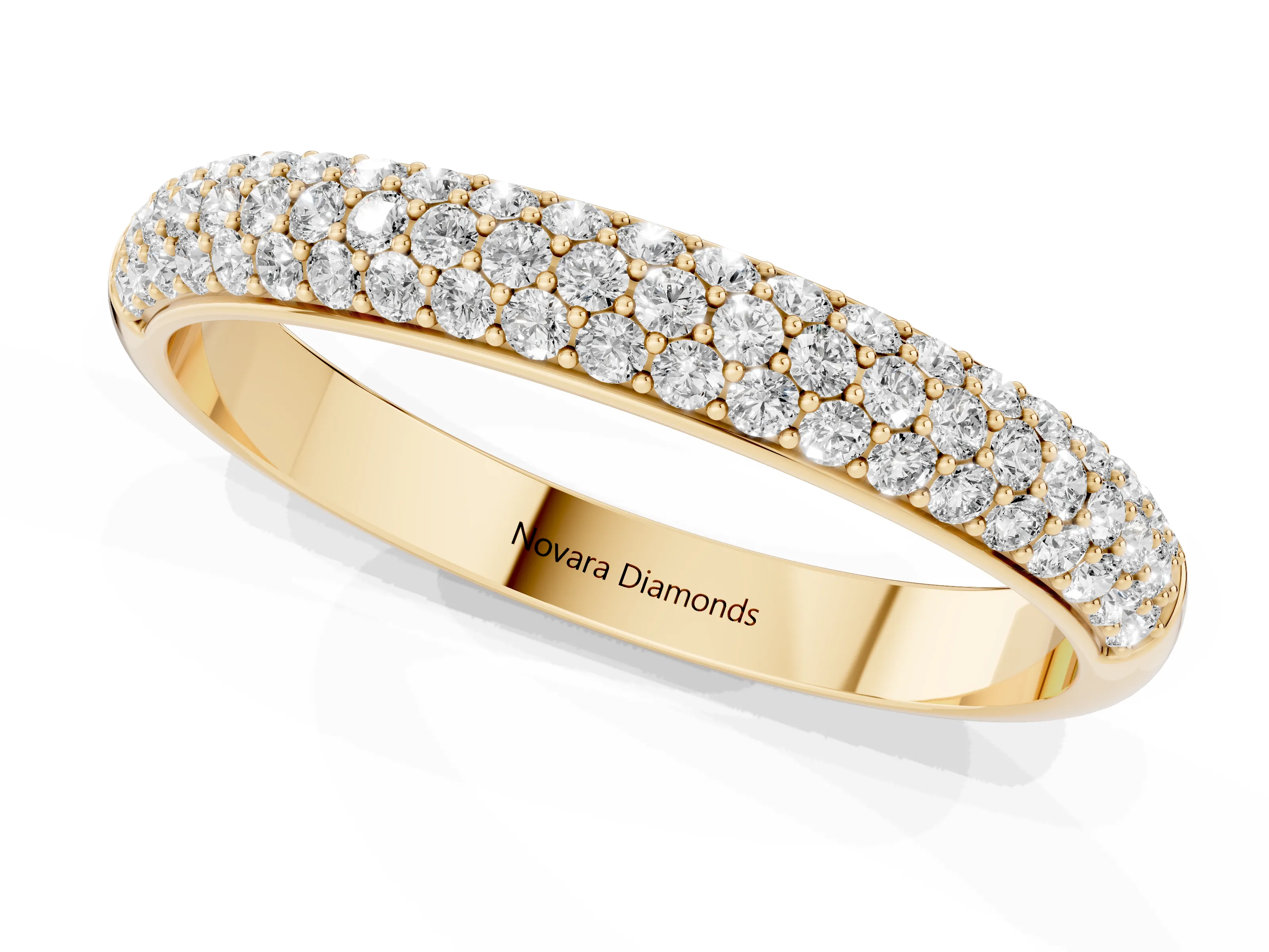 Round Diamond Pavé Eternity Band Set in Yellow gold with All-Around Stones