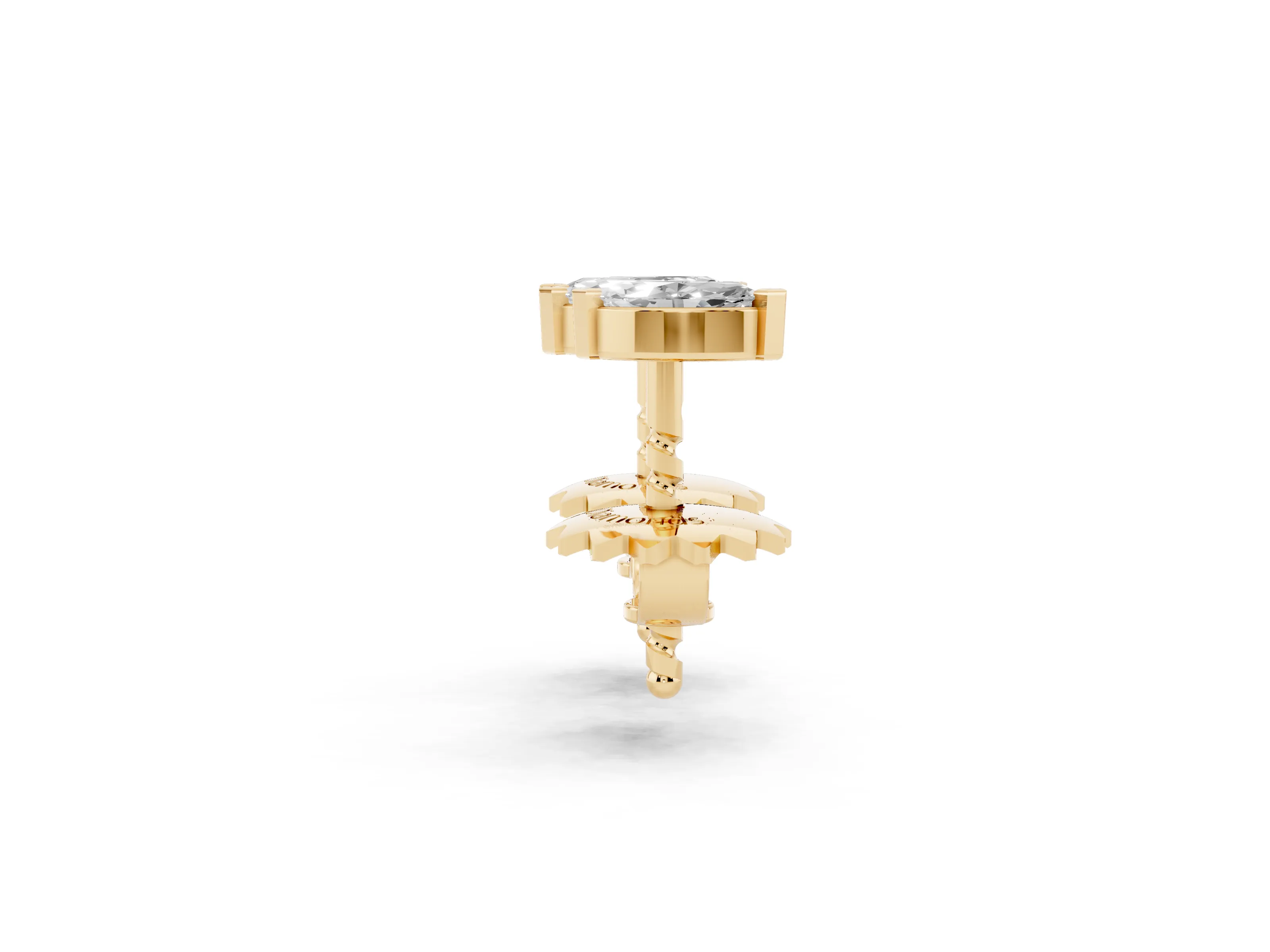 Marquise Lab-Grown Diamond Staggered Two Stone Stud Earrings | V-Tip Prongs | Yellow Gold