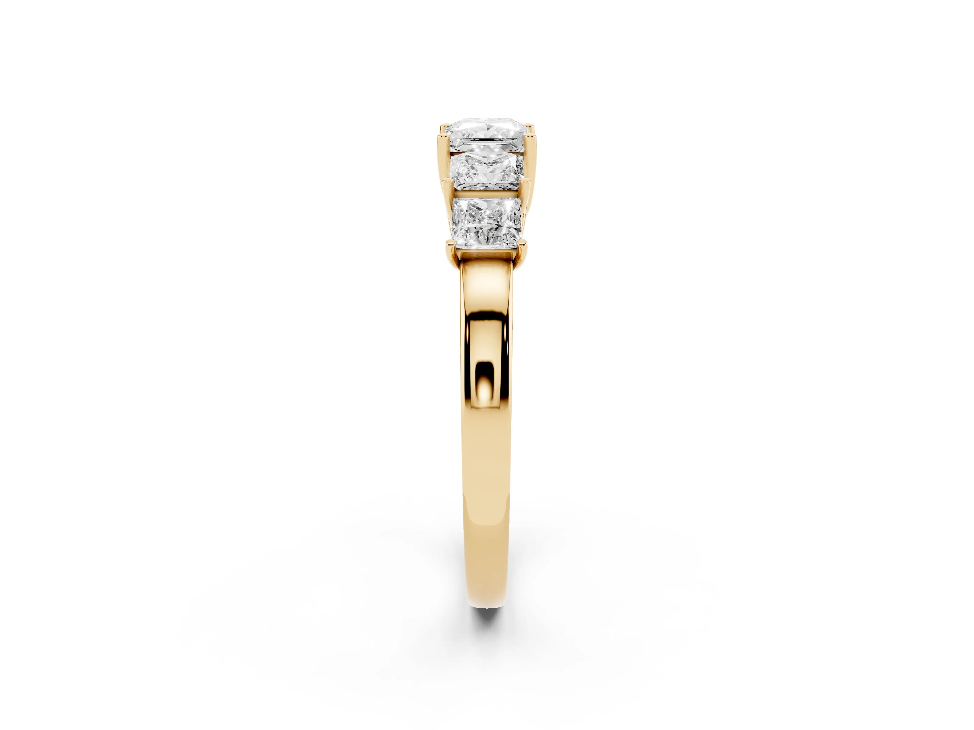 Princess Cut Diamond Five-Stone Ring Set in Yellow gold with Individual Prong Settings