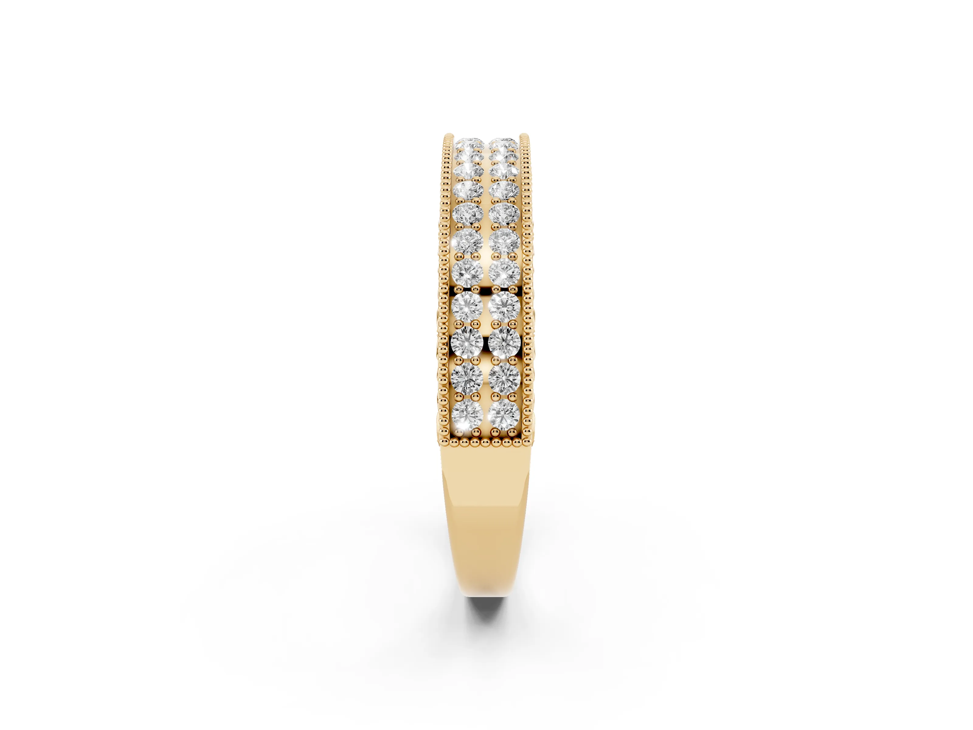 Round Diamond Pavé Eternity Band Set in Yellow gold with Milgrain Edge